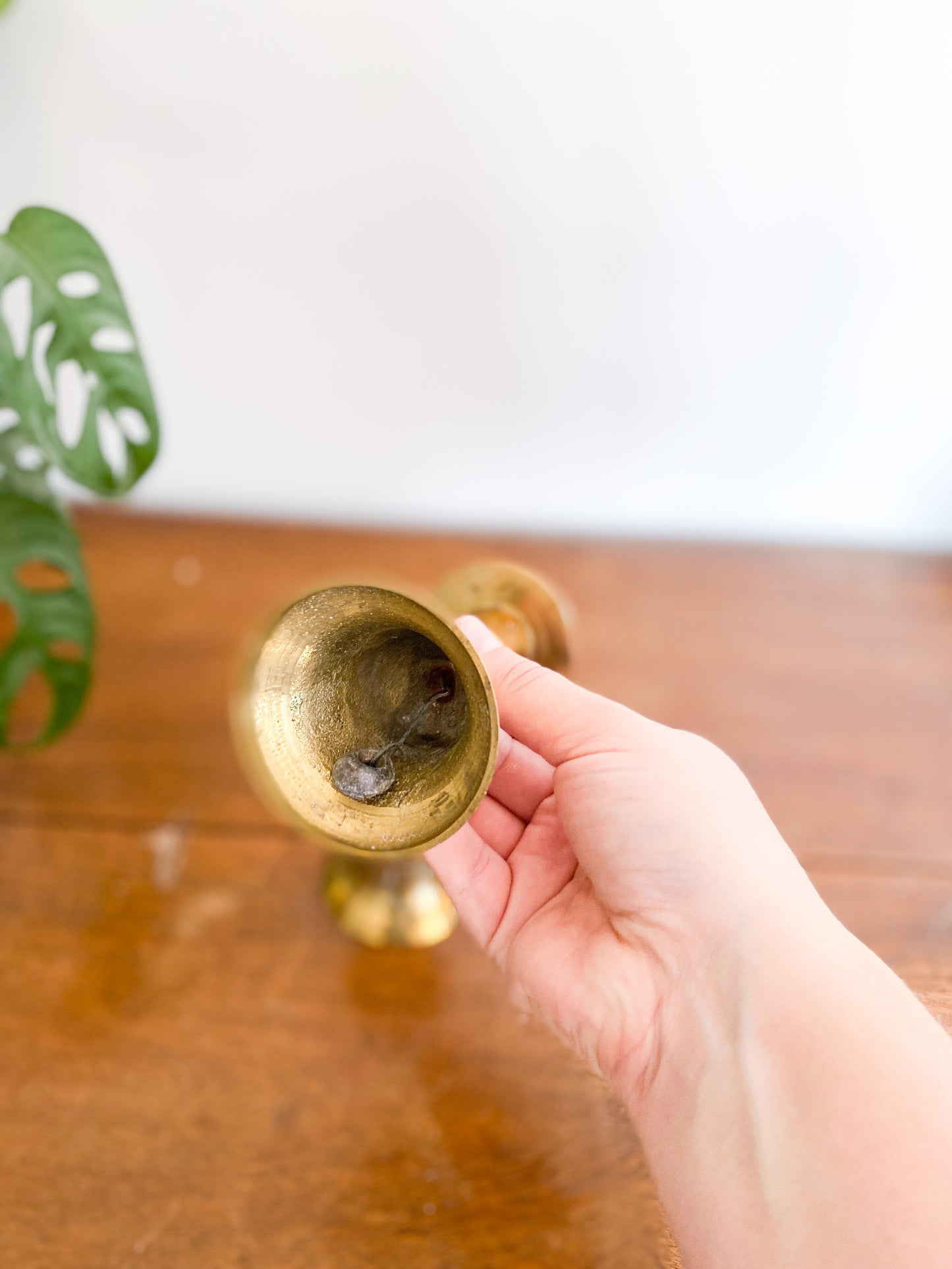 Set of Small Bell Brass Candlestick Holders