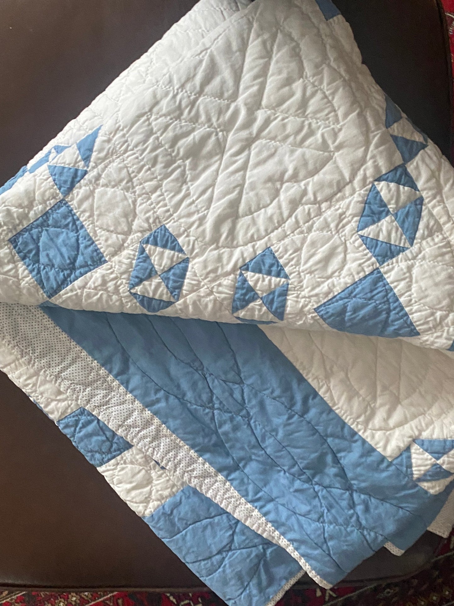 Antique Blue and White Quilt with Blue Backing - Perth Market