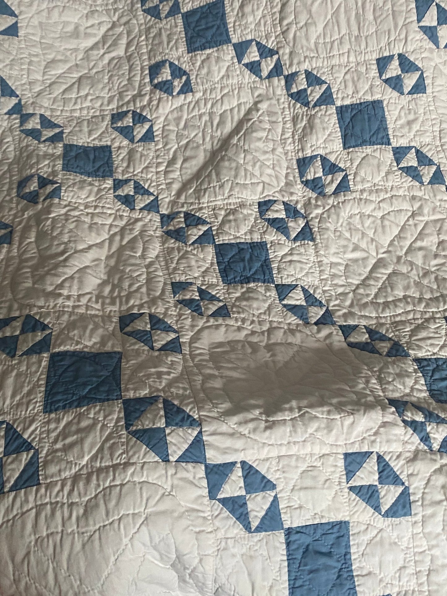 Antique Blue and White Quilt with Blue Backing - Perth Market