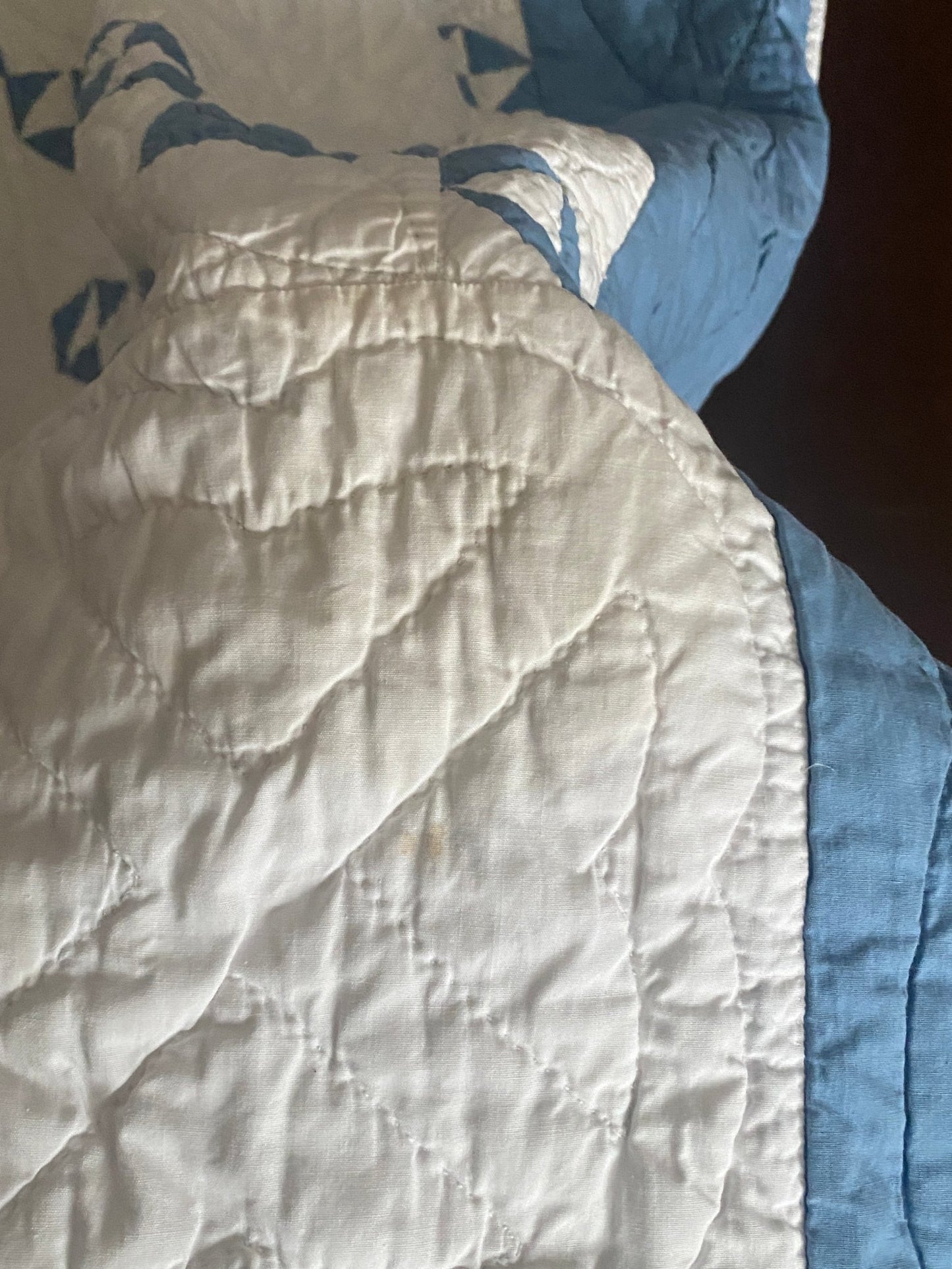 Antique Blue and White Quilt with Blue Backing - Perth Market