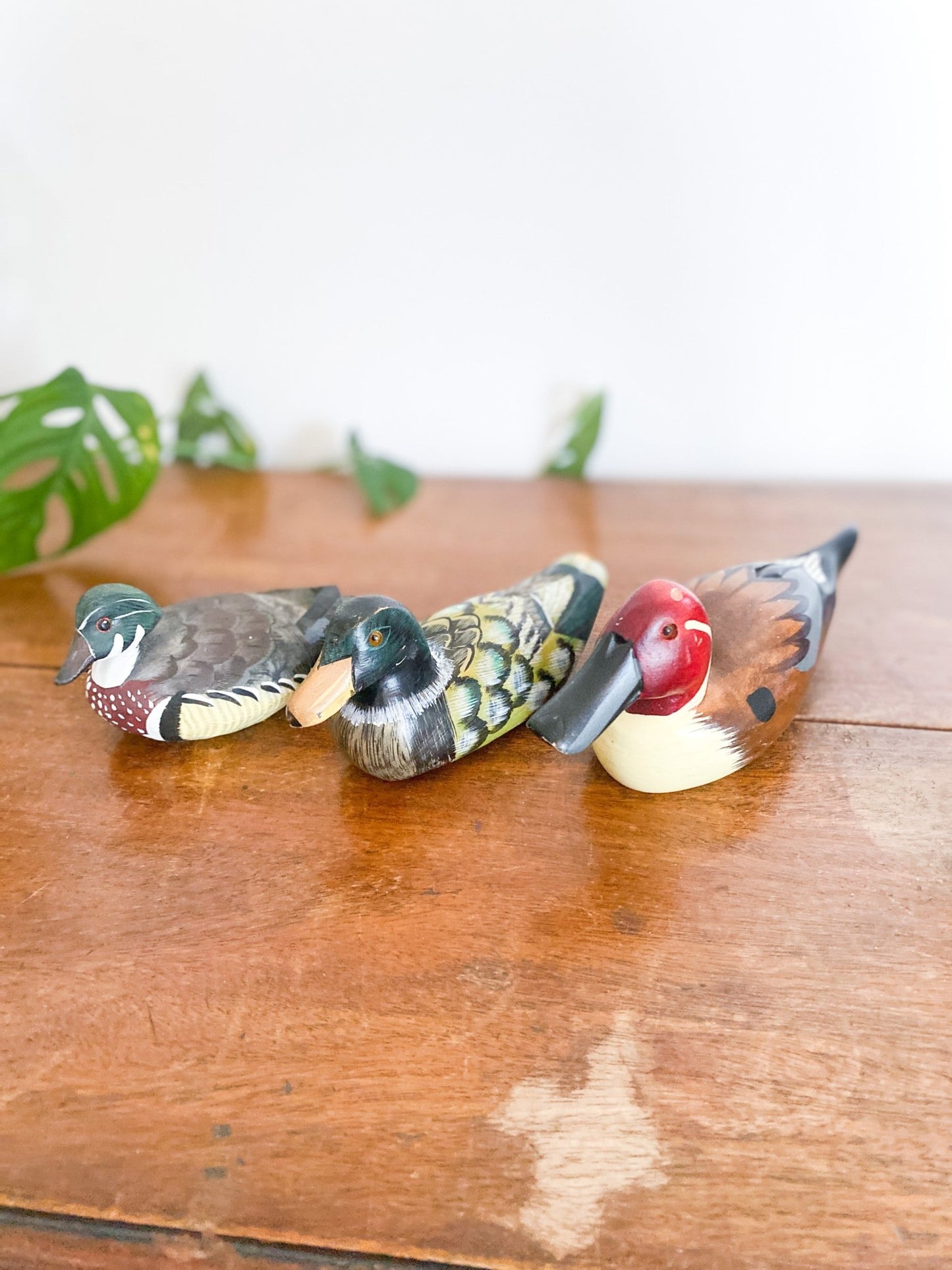 Antique Small Wooden & Handpainted Duck Decoy [Red] - Perth Market