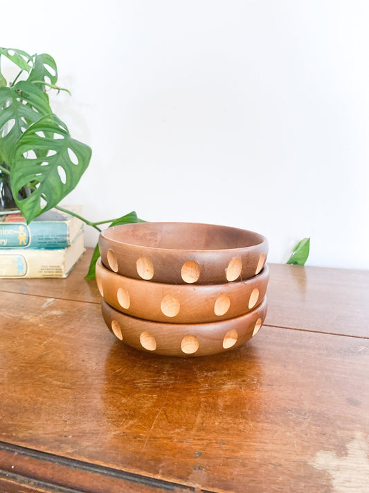 Baribocraft Set of Maple Wooden Bowls with Circular Indentation - Perth Market