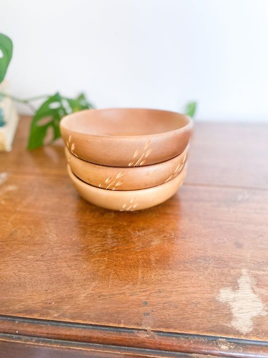 Baribocraft Set of Maple Wooden Bowls with Wheat Pattern - Perth Market