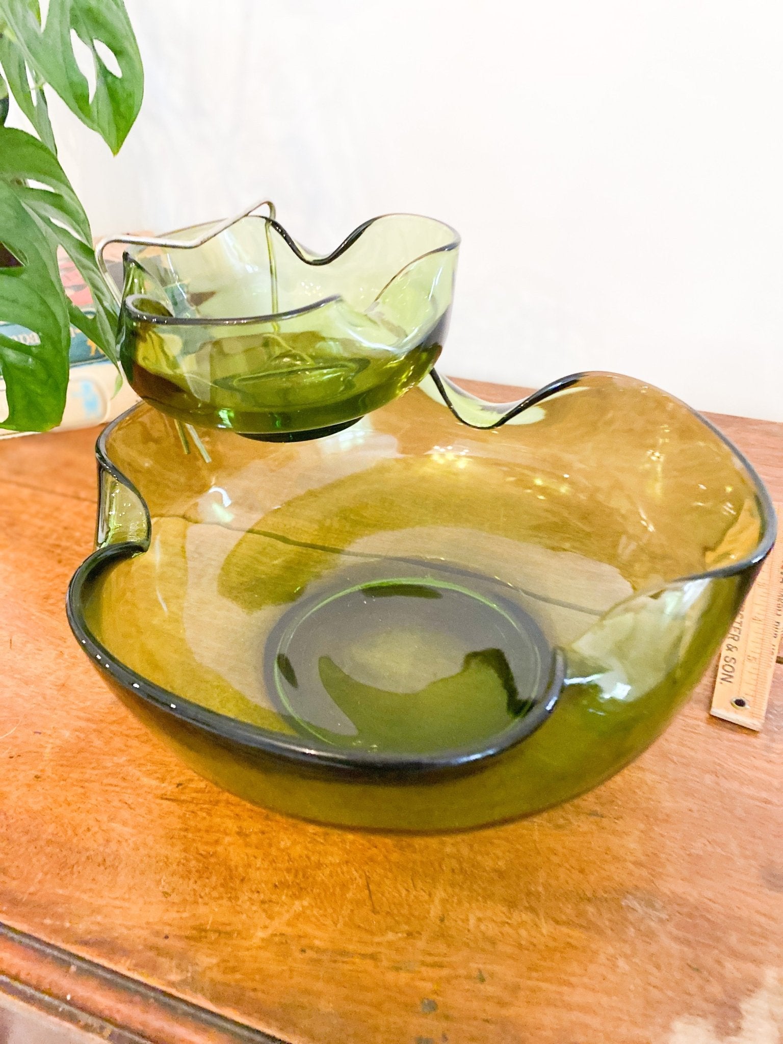 Green Glass Chip & Dip Bowl - Perth Market