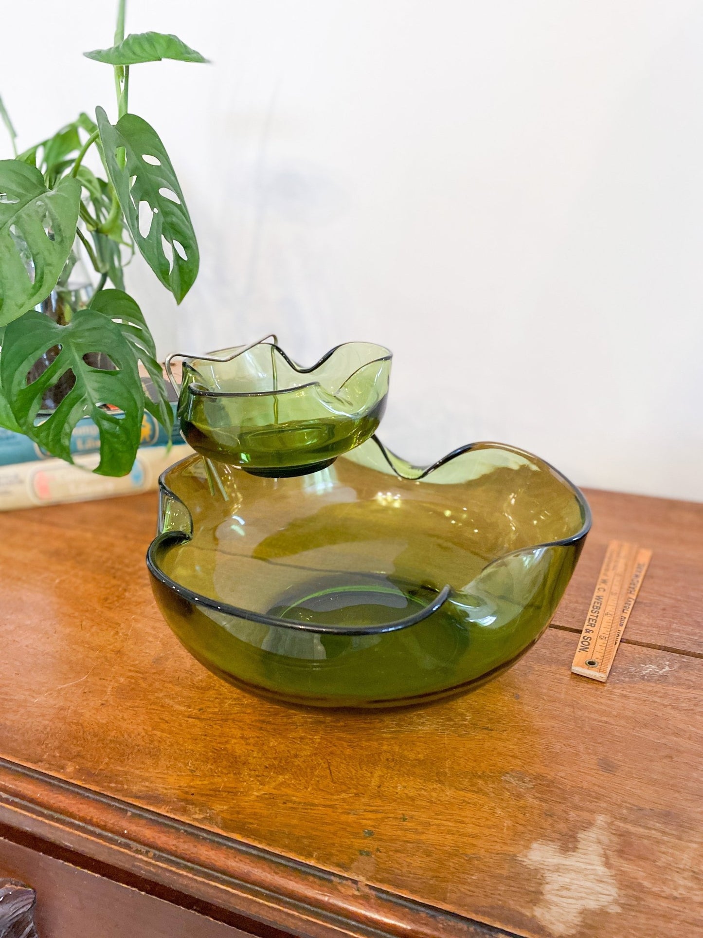 Green Glass Chip & Dip Bowl - Perth Market