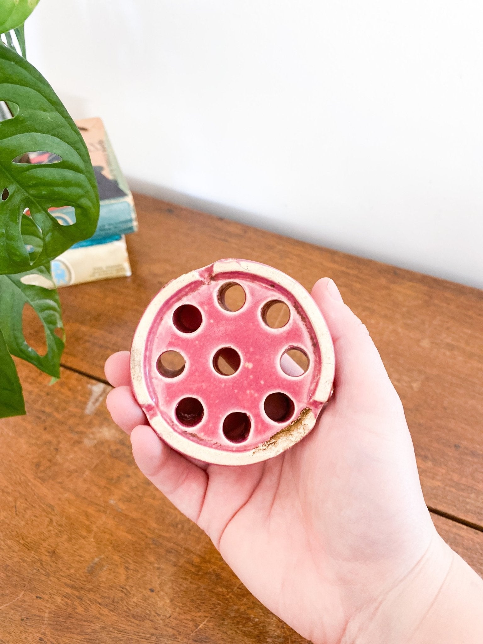 Pink Ceramic Floral Flower Frog - Perth Market