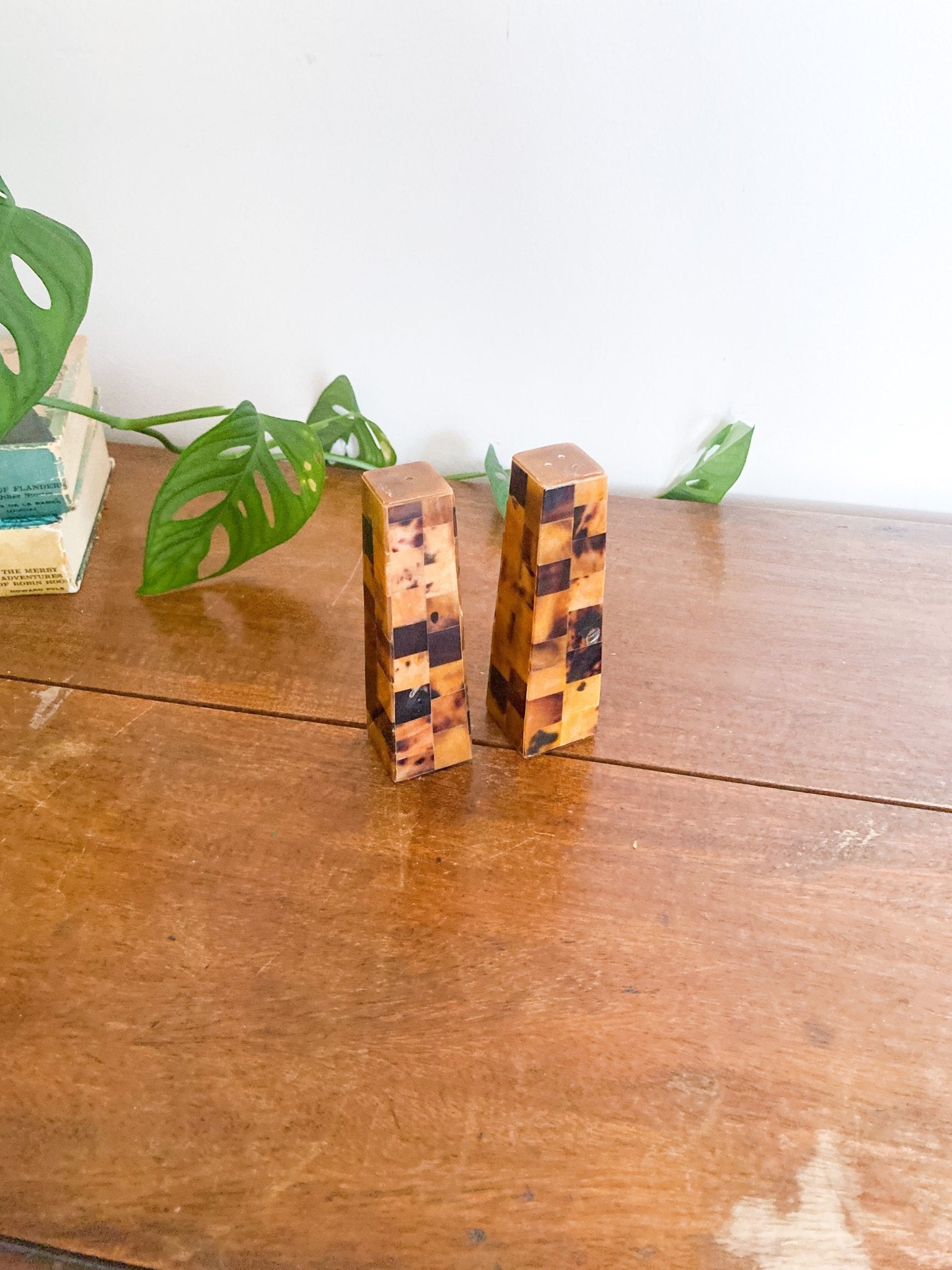 Tall Wooden Mid Century Salt and Pepper Triangle Shakers - Perth Market