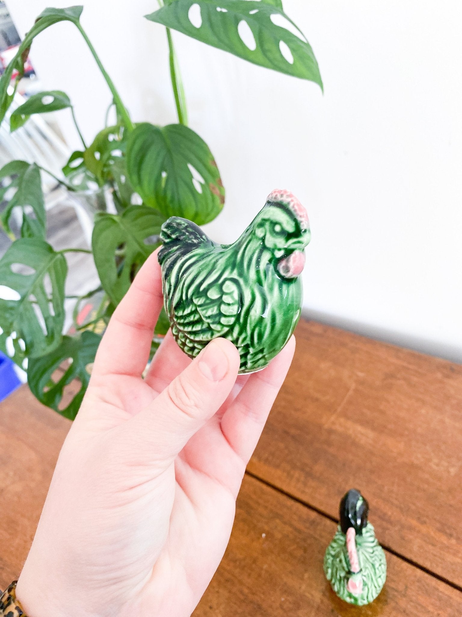 Vintage Chicken + Rooster Green Salt + Pepper Shakers - Perth Market