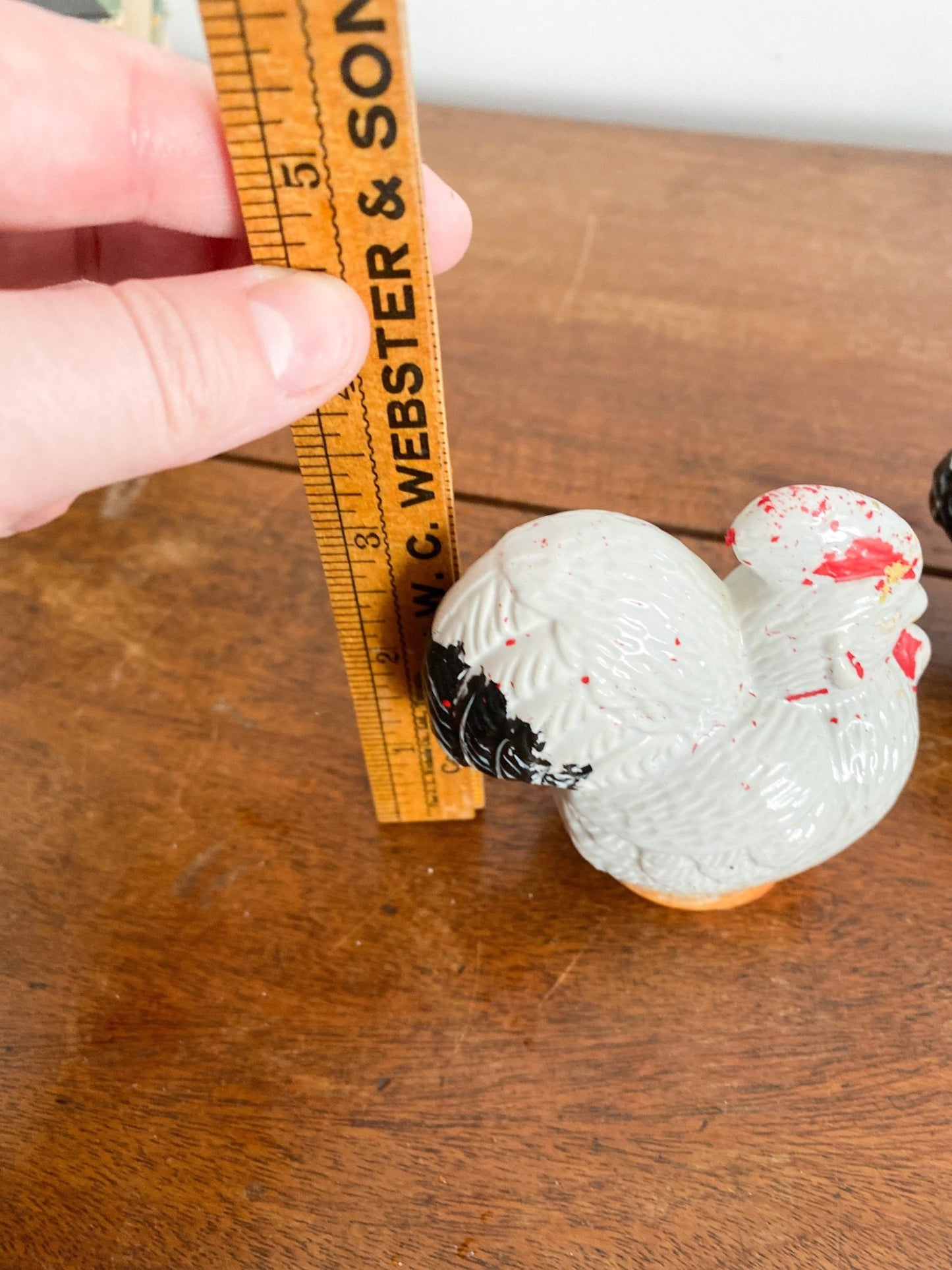 Vintage Chicken & Rooster White, Red Salt & Pepper Shakers - Perth Market