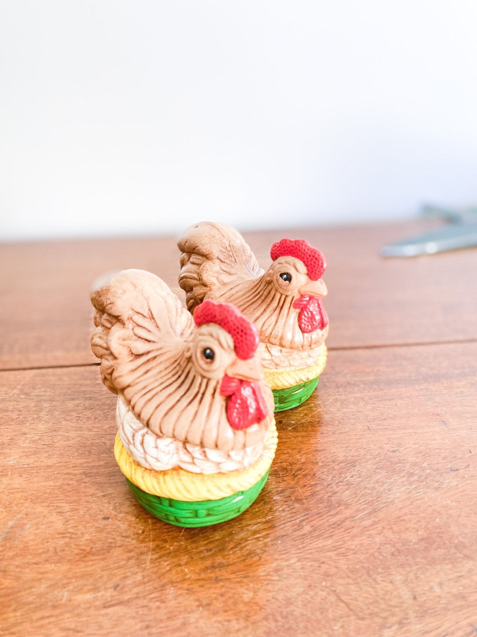 Vintage Chickens on a Basket Salt + Pepper Shakers - Perth Market