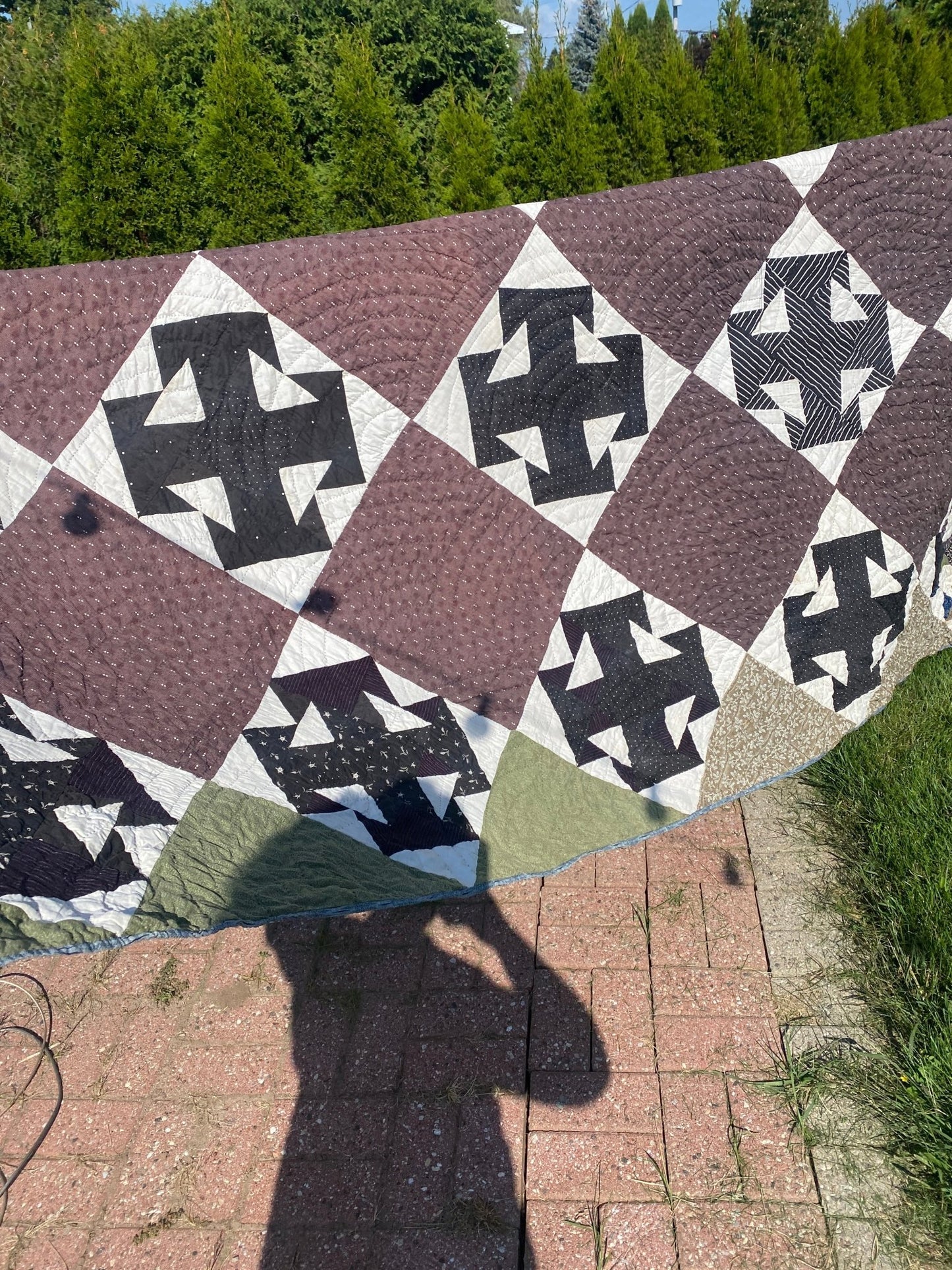 Vintage Handmade Quilt with Black & White Pattern - Perth Market