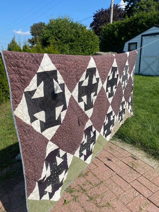 Vintage Handmade Quilt with Black & White Pattern - Perth Market