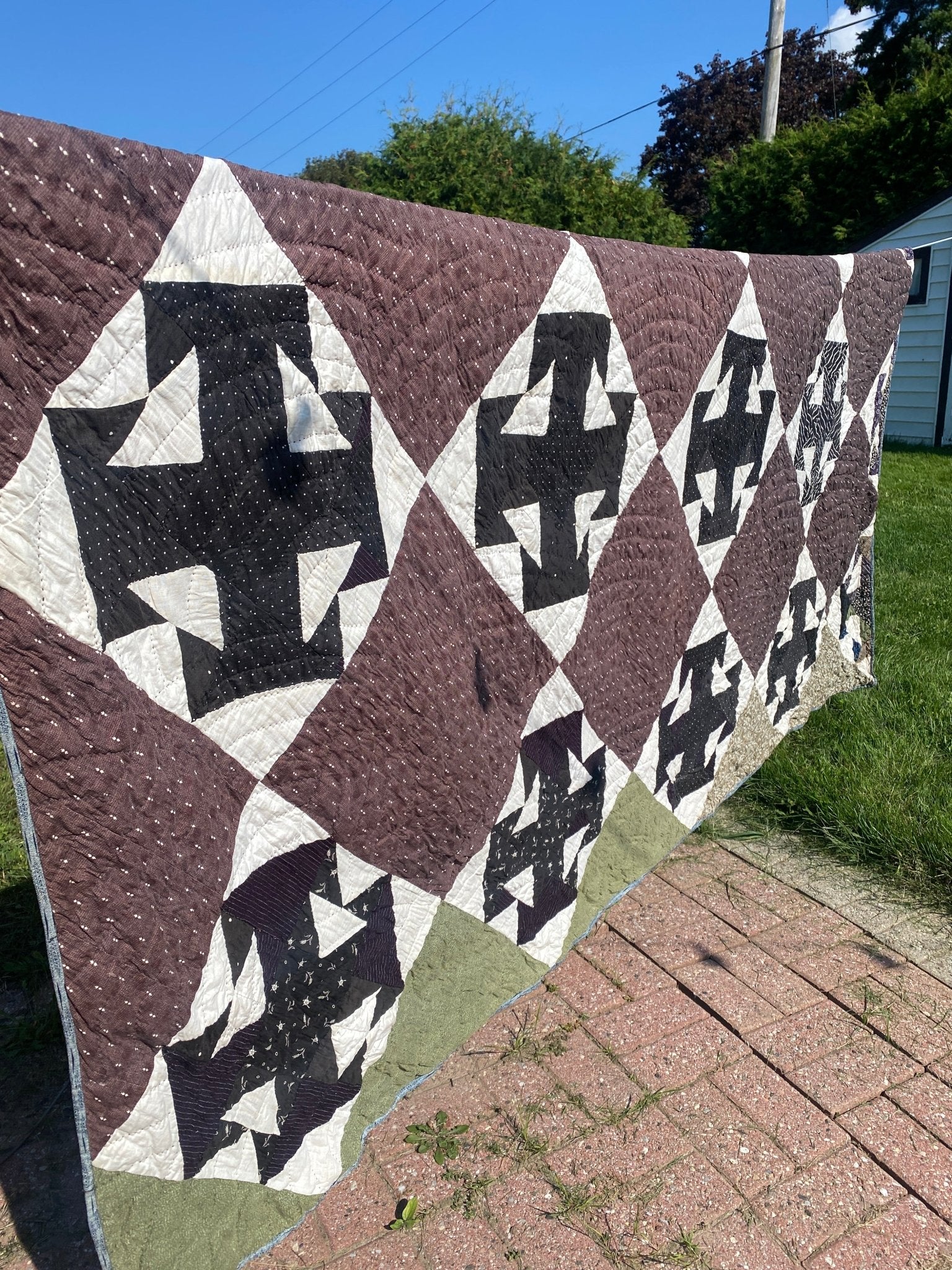 Vintage Handmade Quilt with Black & White Pattern - Perth Market