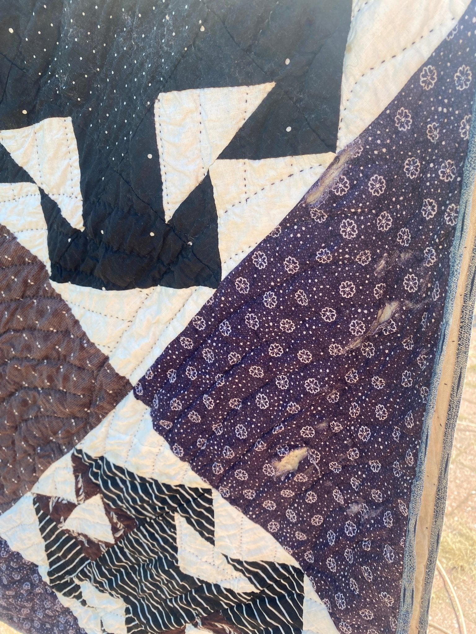 Vintage Handmade Quilt with Black & White Pattern - Perth Market