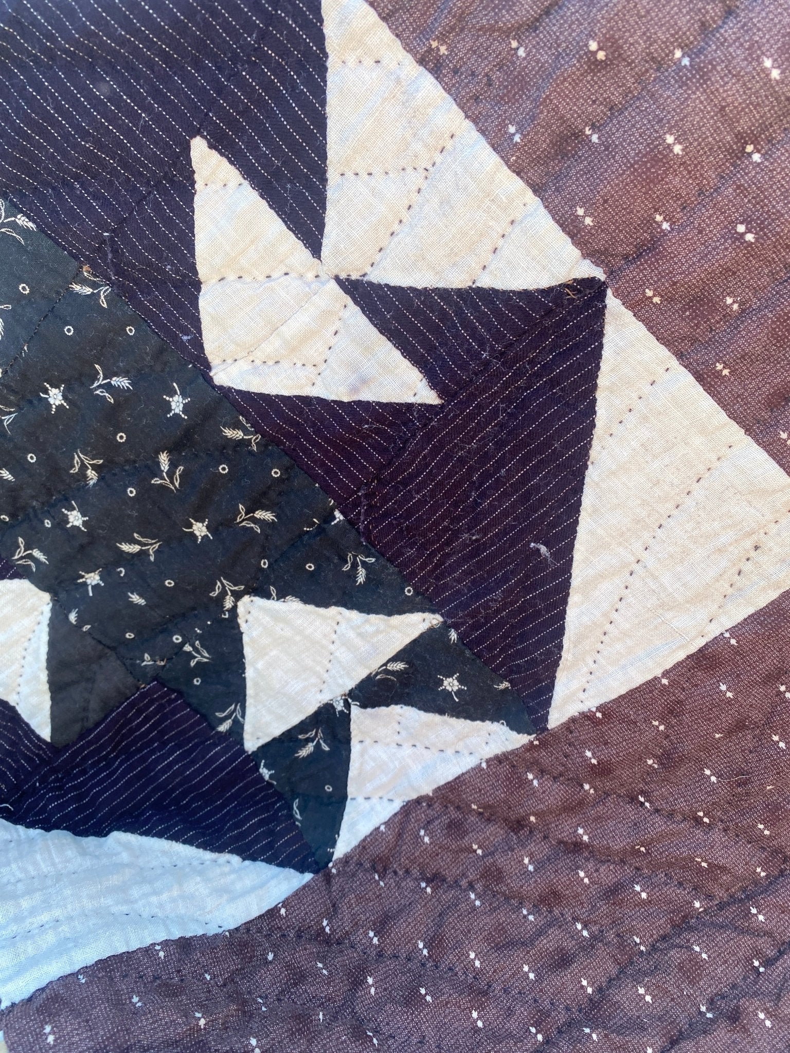 Vintage Handmade Quilt with Black & White Pattern - Perth Market