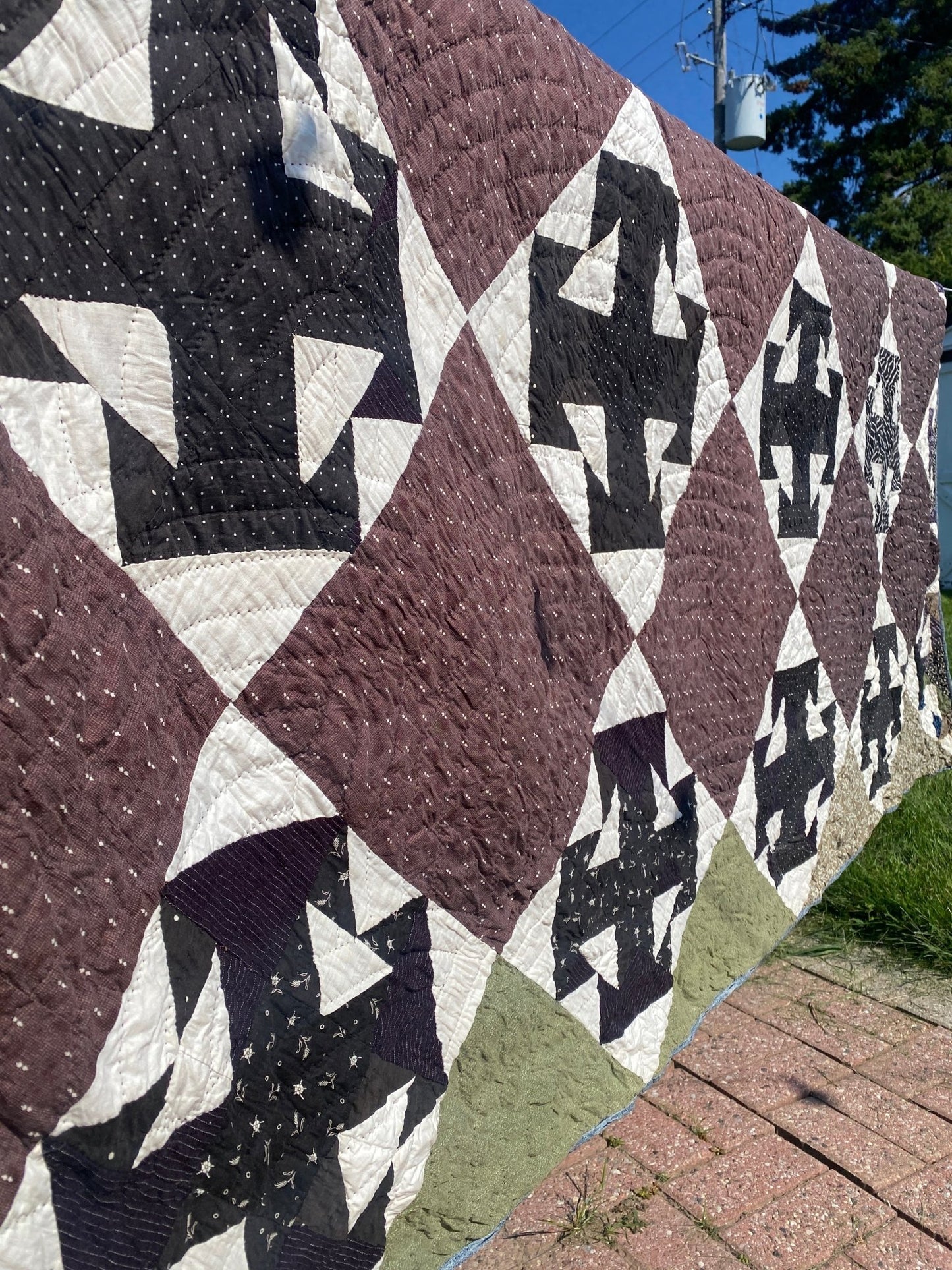 Vintage Handmade Quilt with Black & White Pattern - Perth Market