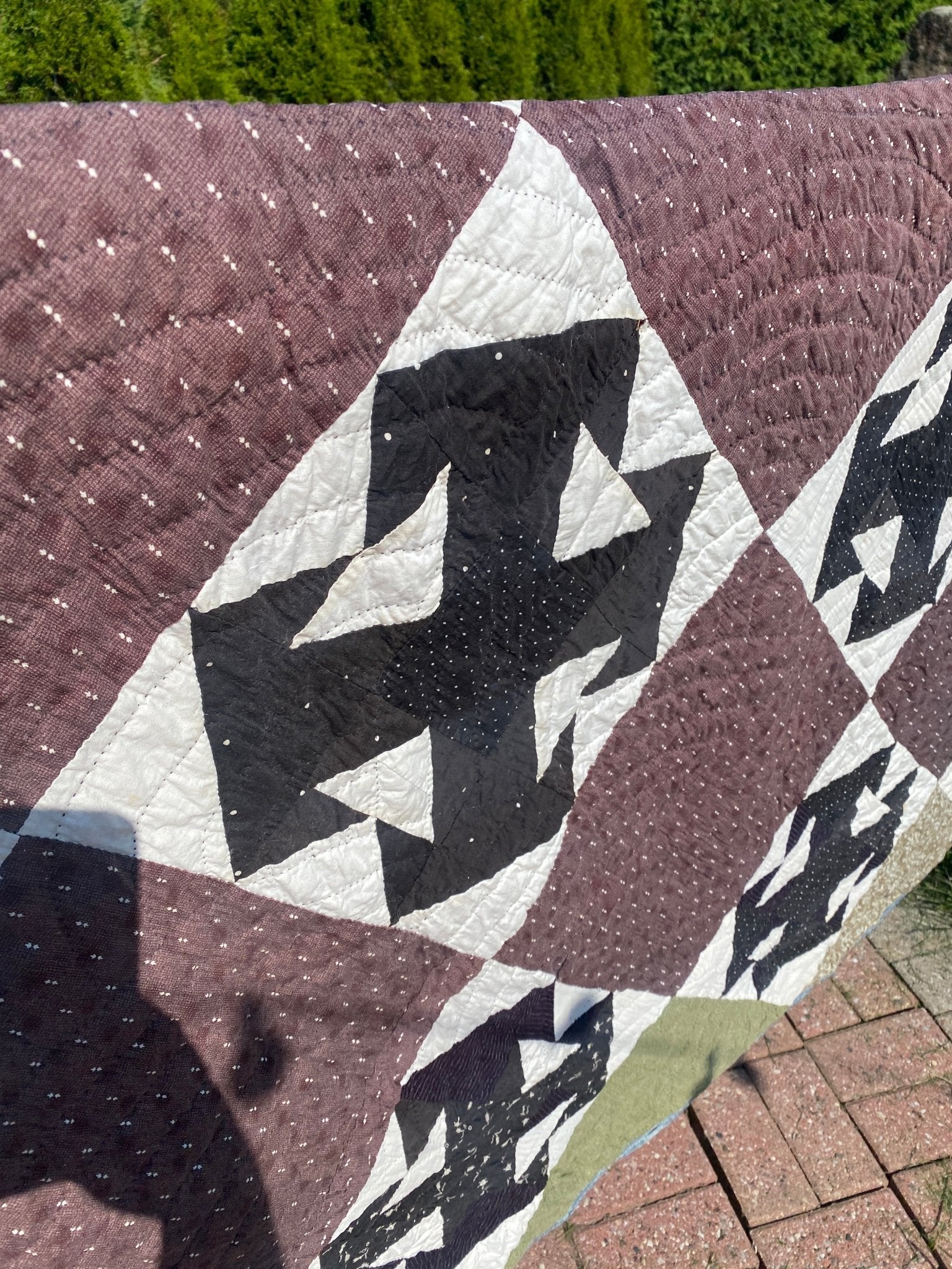 Vintage Handmade Quilt with Black & White Pattern - Perth Market