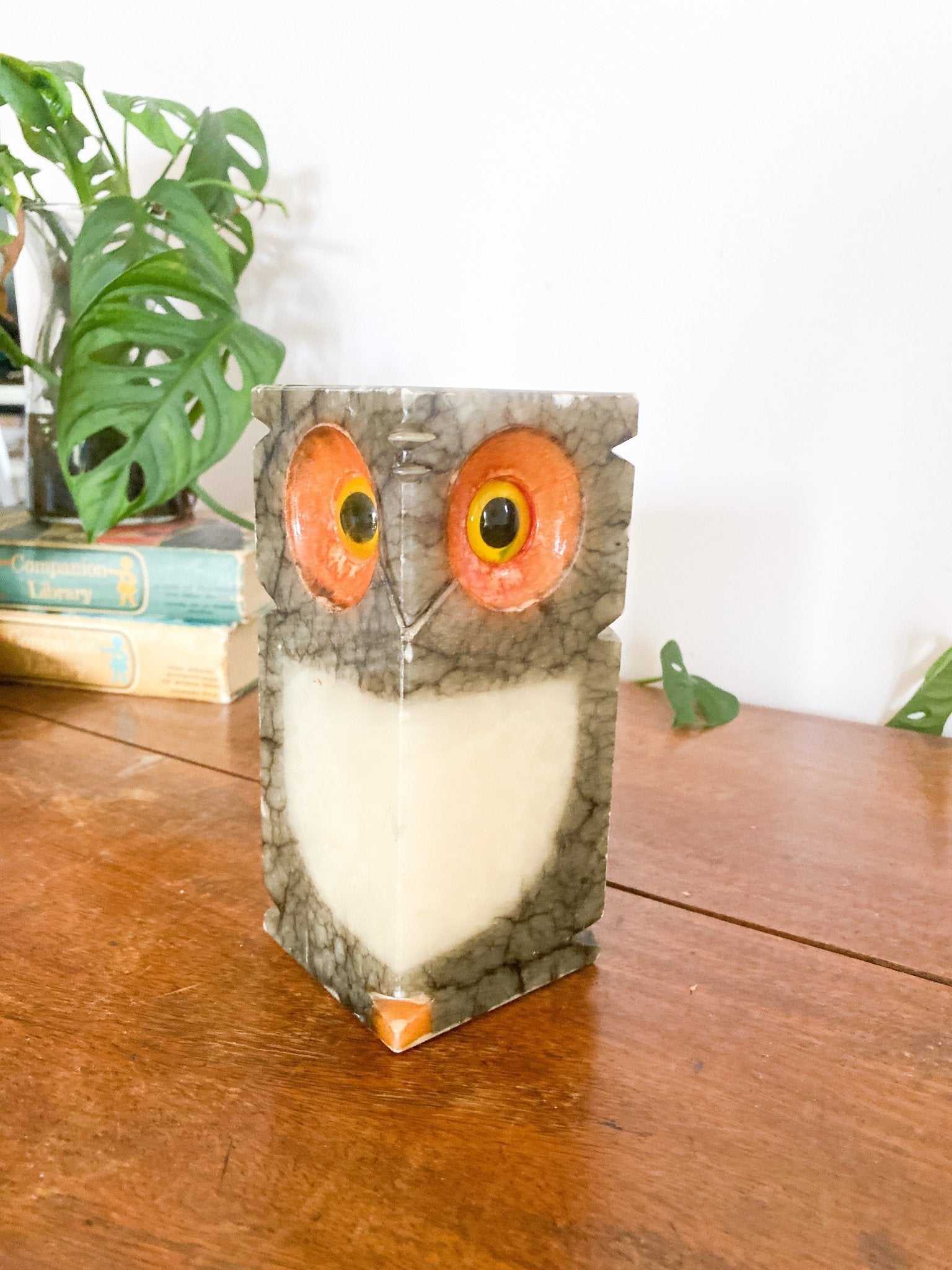 Vintage Italian Alabaster Carved Owl Bookend - Perth Market