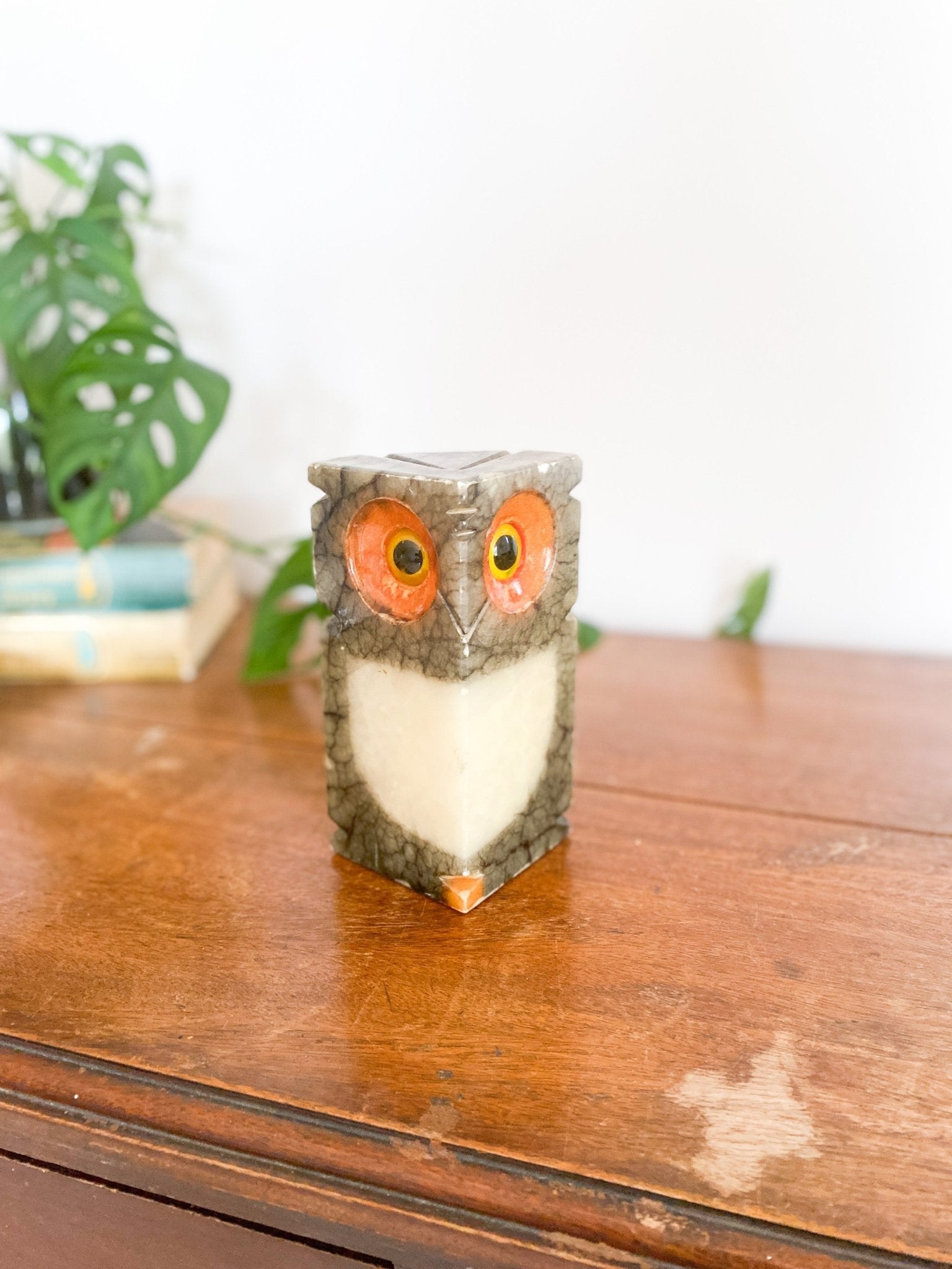 Vintage Italian Alabaster Carved Owl Bookend - Perth Market