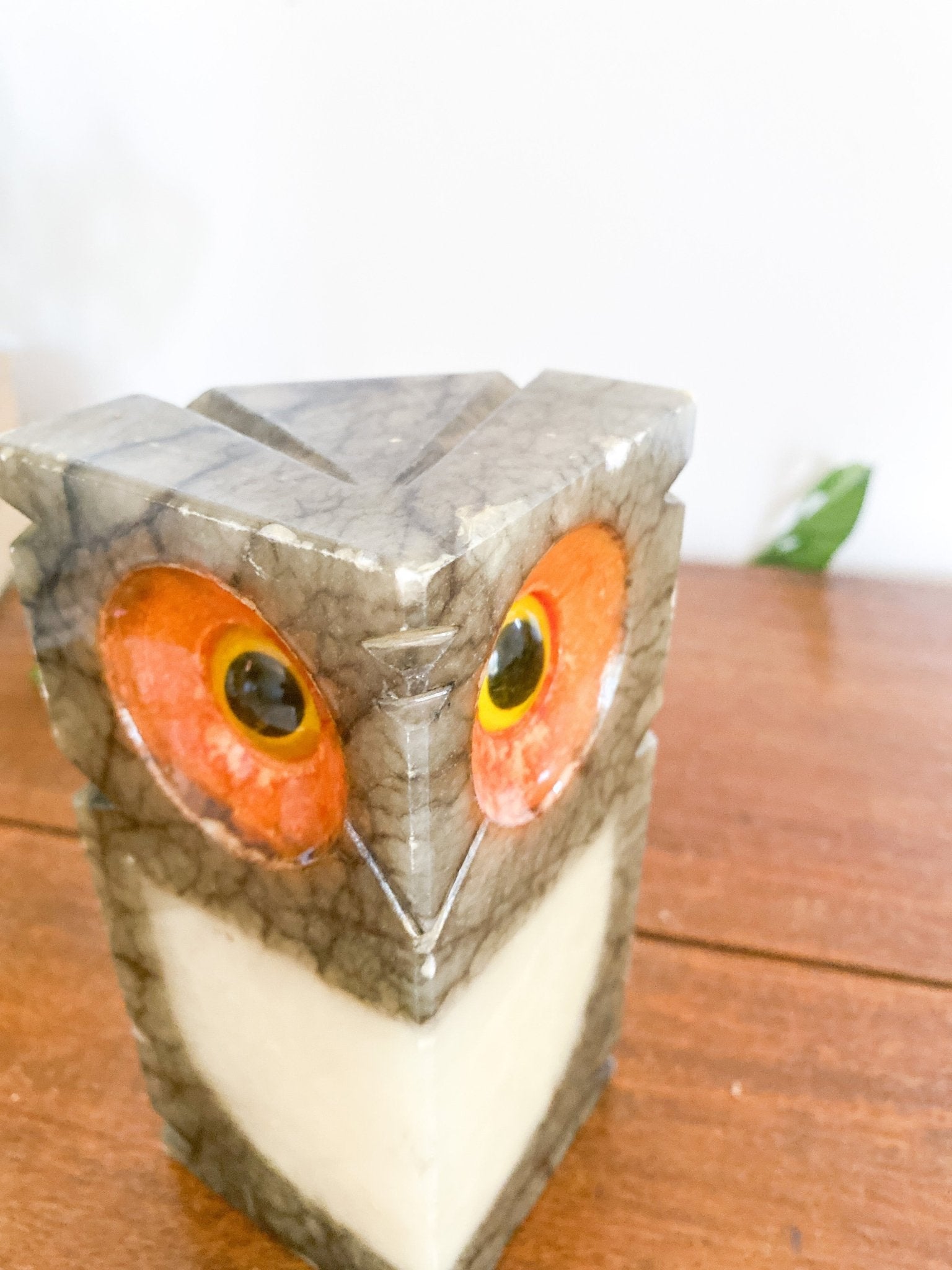 Vintage Italian Alabaster Carved Owl Bookend - Perth Market