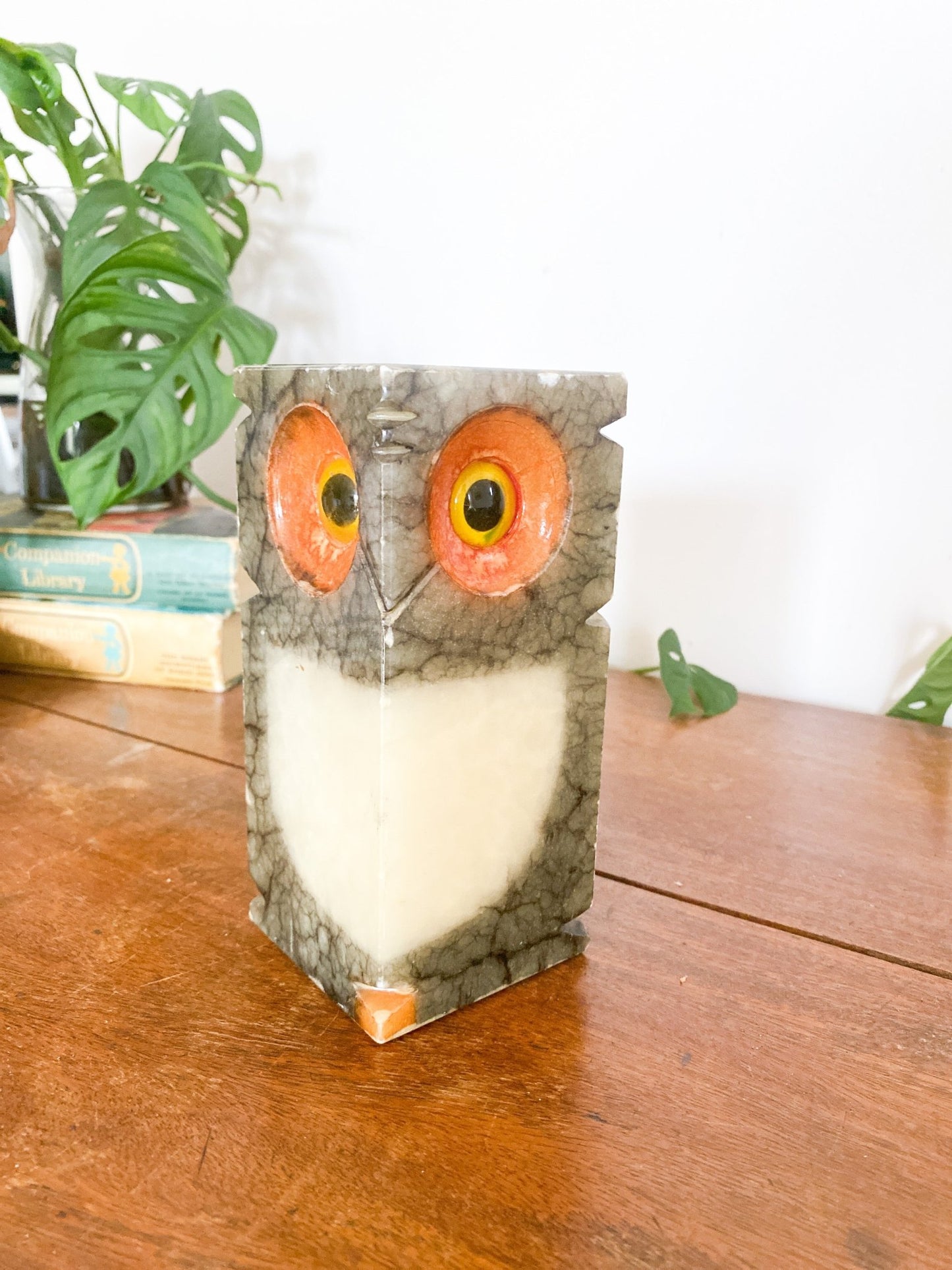 Vintage Italian Alabaster Carved Owl Bookend - Perth Market