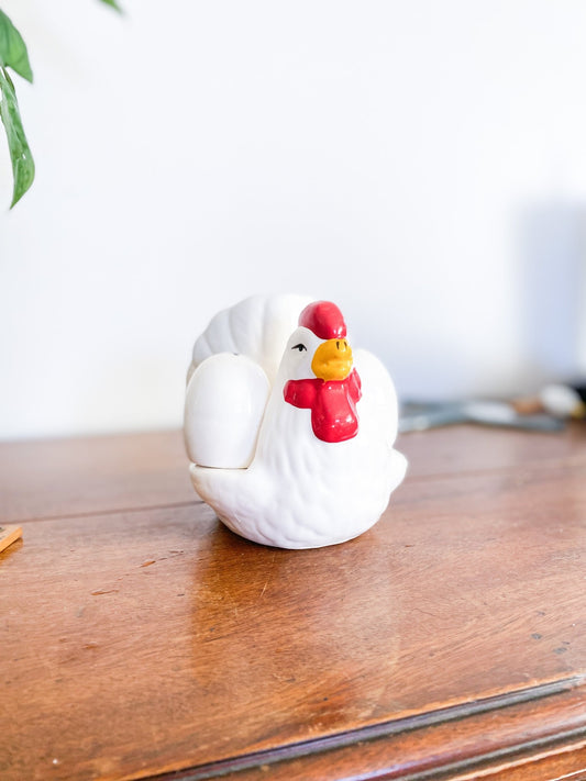 Vintage White Hen Napkin + Salt & Pepper Holder - Perth Market