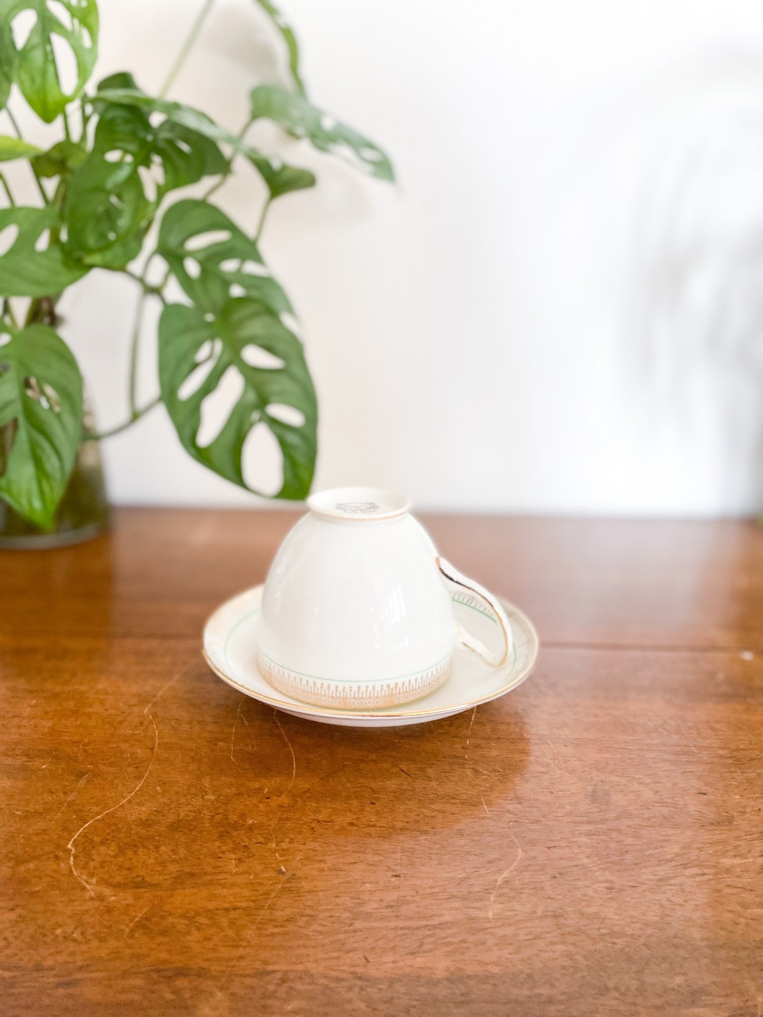 Adderley Gold & Green Rim Teacup & Saucer - Perth Market