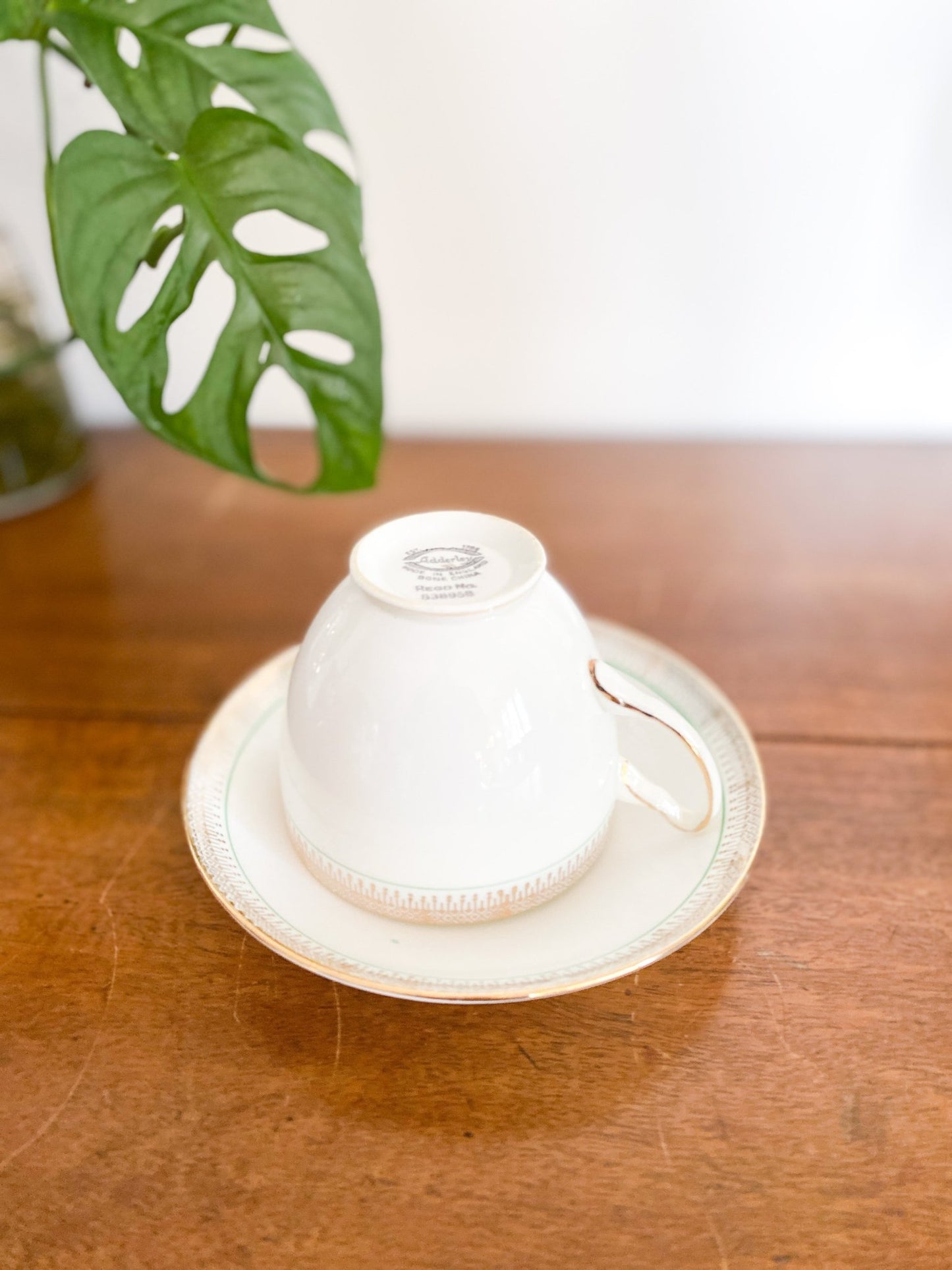 Adderley Gold & Green Rim Teacup & Saucer - Perth Market