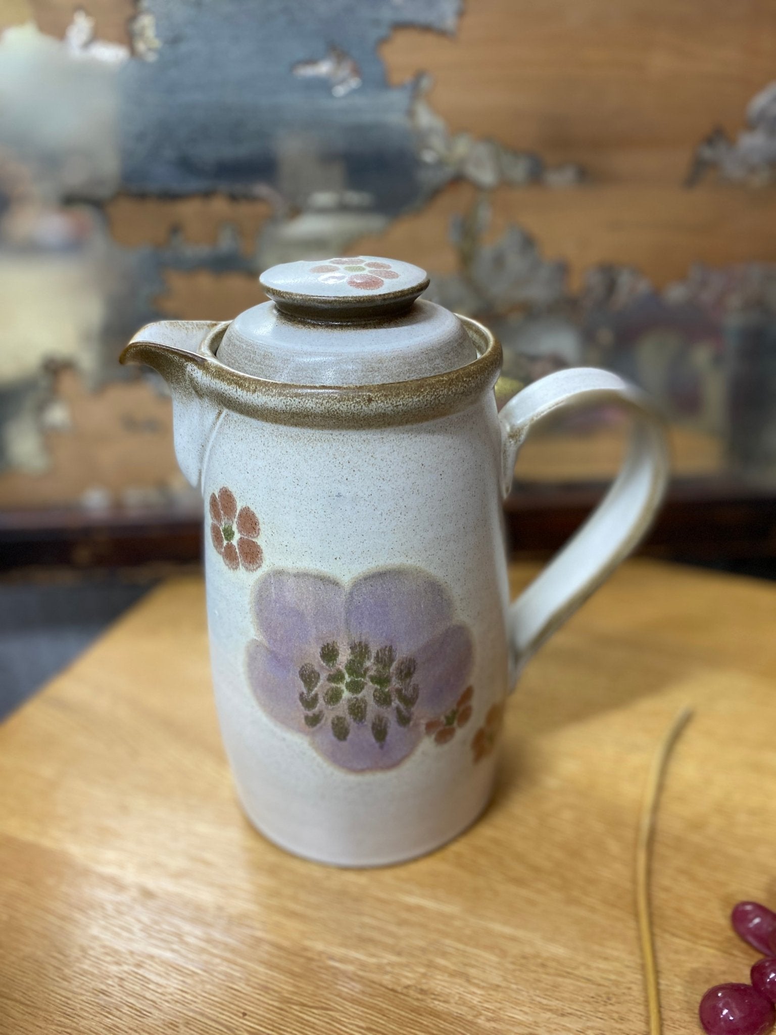 Antique 19th Century British Slip Cast Earthenware Jug - Flower Design - Perth Market