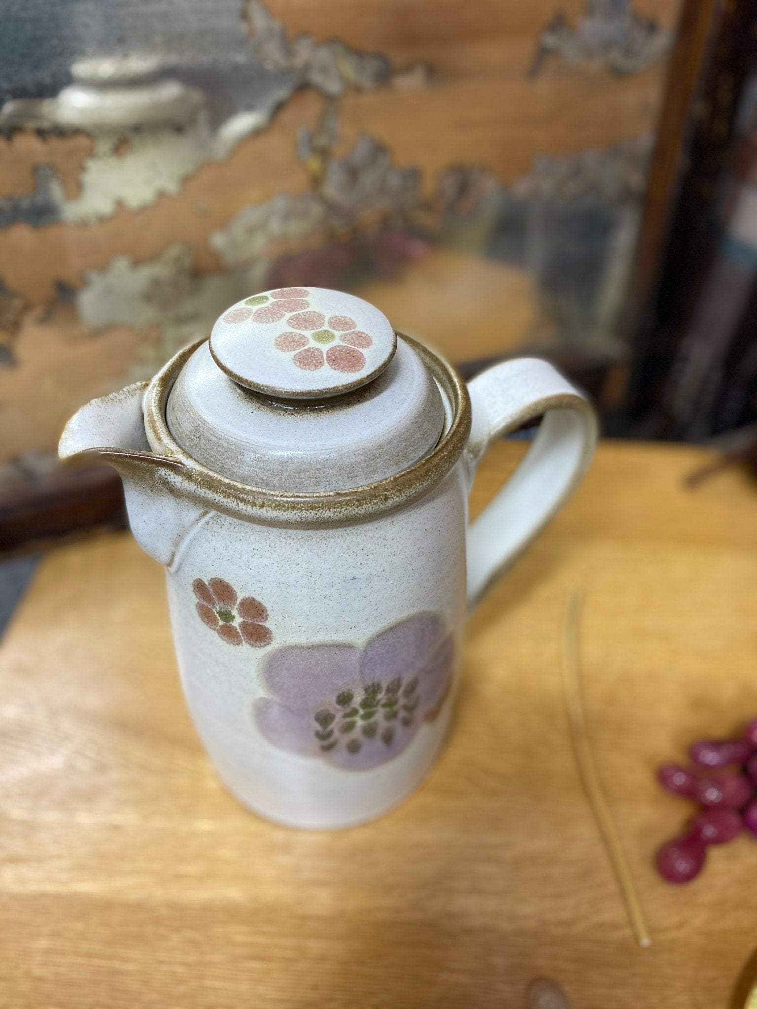 Antique 19th Century British Slip Cast Earthenware Jug - Flower Design - Perth Market