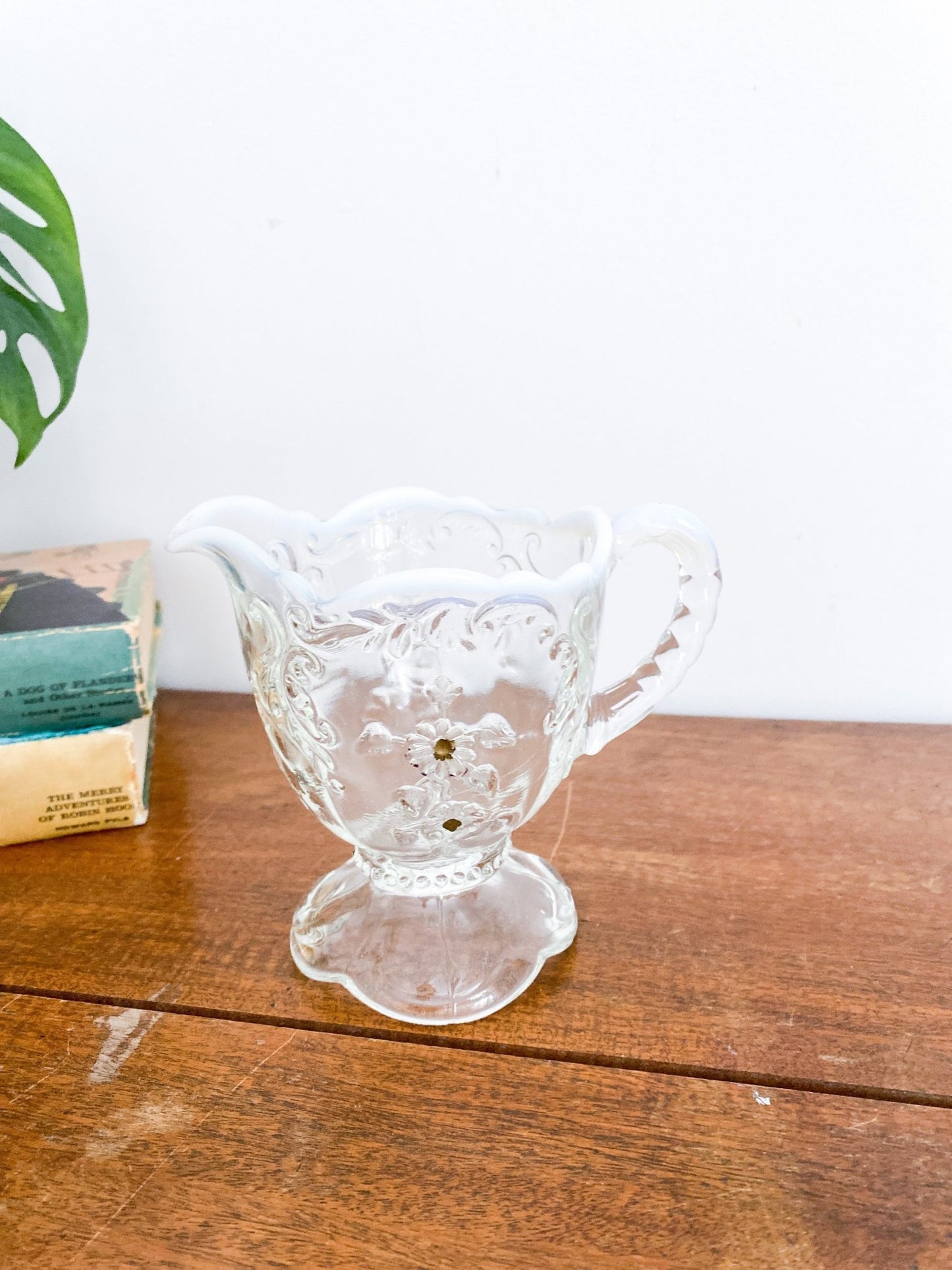 Antique EAPG Northwood Intaglio White Opalescent Creamer - Perth Market