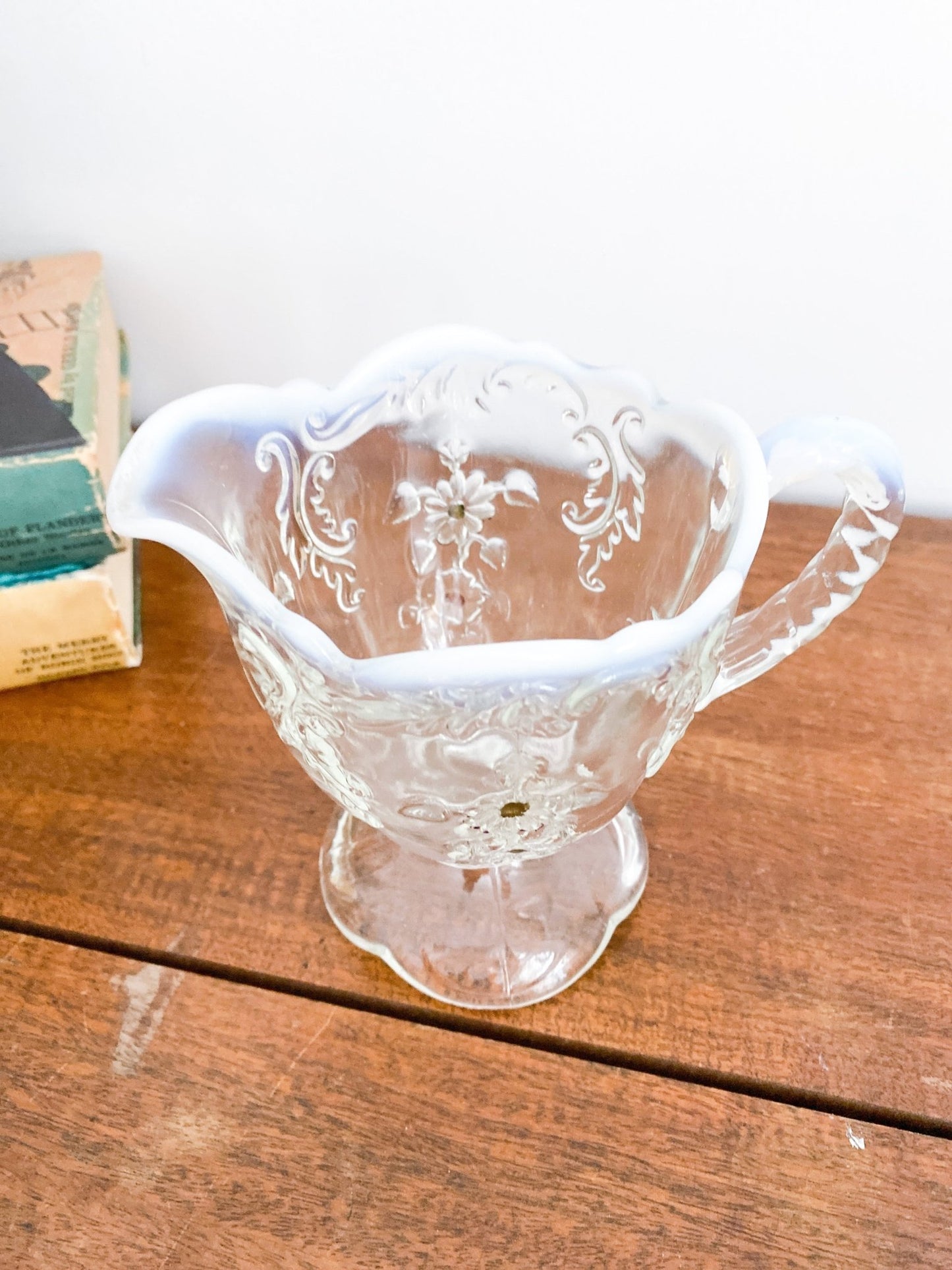 Antique EAPG Northwood Intaglio White Opalescent Creamer - Perth Market