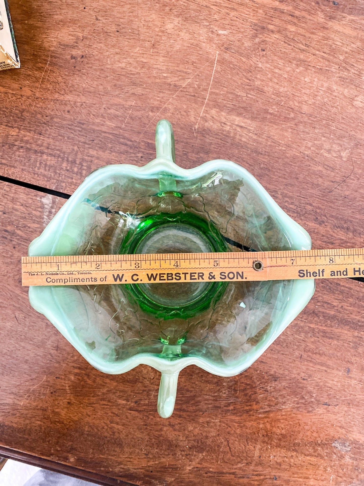 Antique Edwardian Style Green Opalescent Candy Bowl - Perth Market