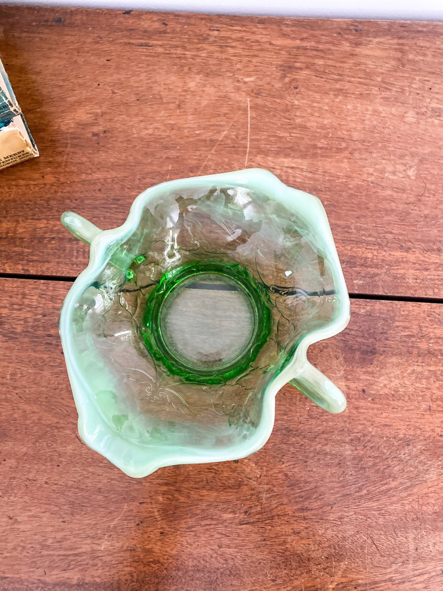 Antique Edwardian Style Green Opalescent Candy Bowl - Perth Market