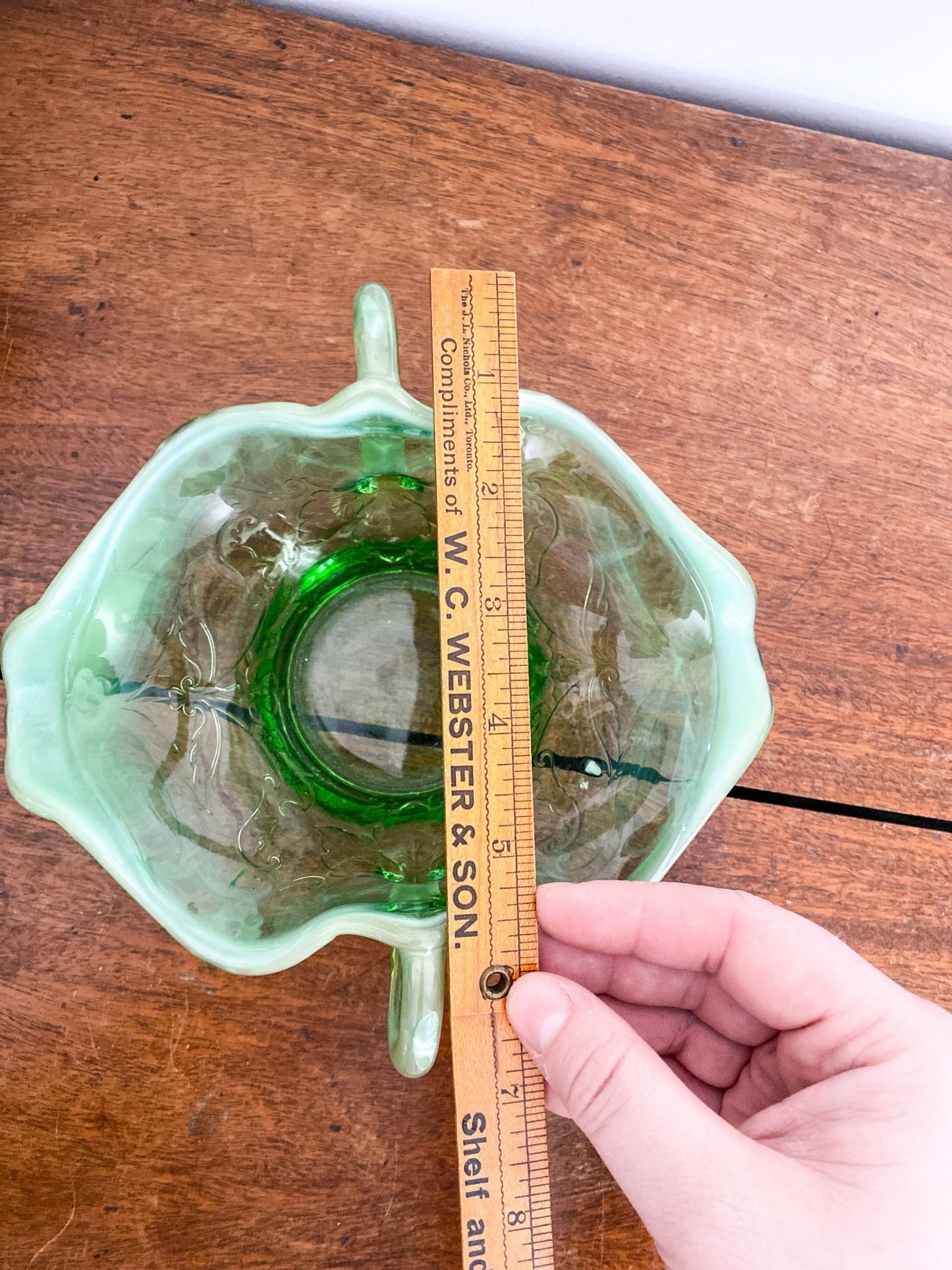 Antique Edwardian Style Green Opalescent Candy Bowl - Perth Market