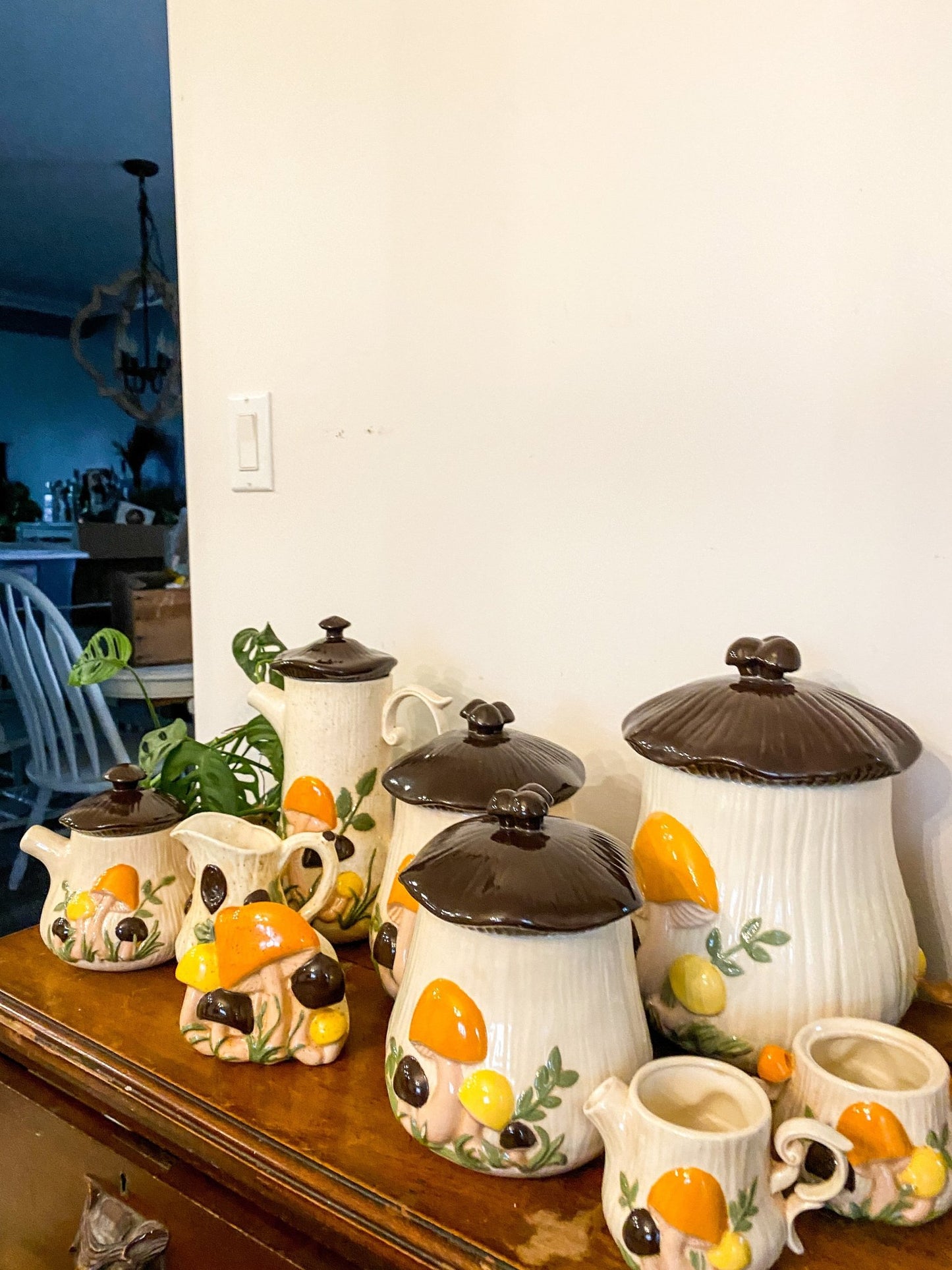 Arnels Merry Mushroom Jars, Tea Pots + More - Brown, Orange + White - Perth Market