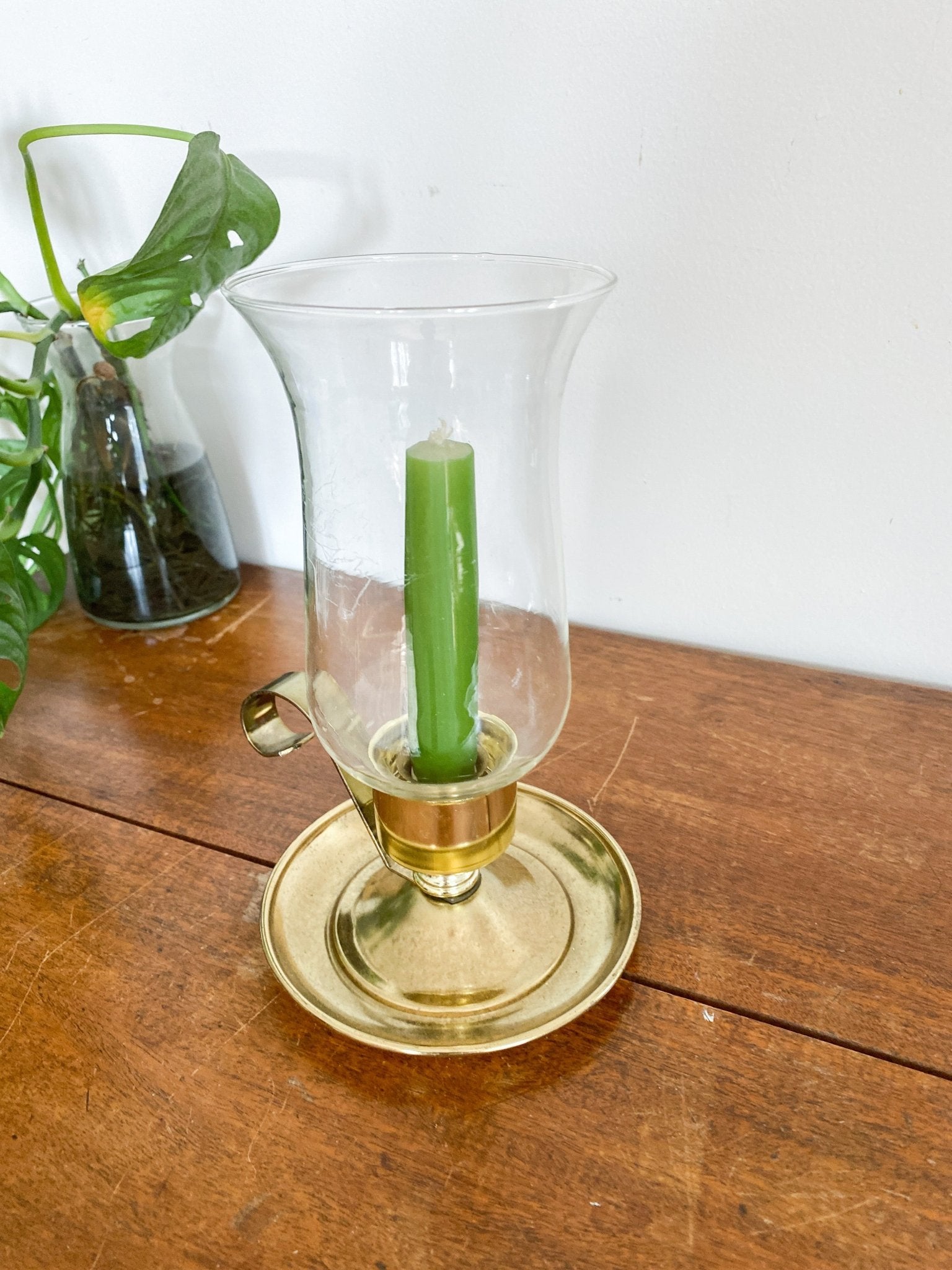 Brass Candleholder with Handle & Glass - Perth Market