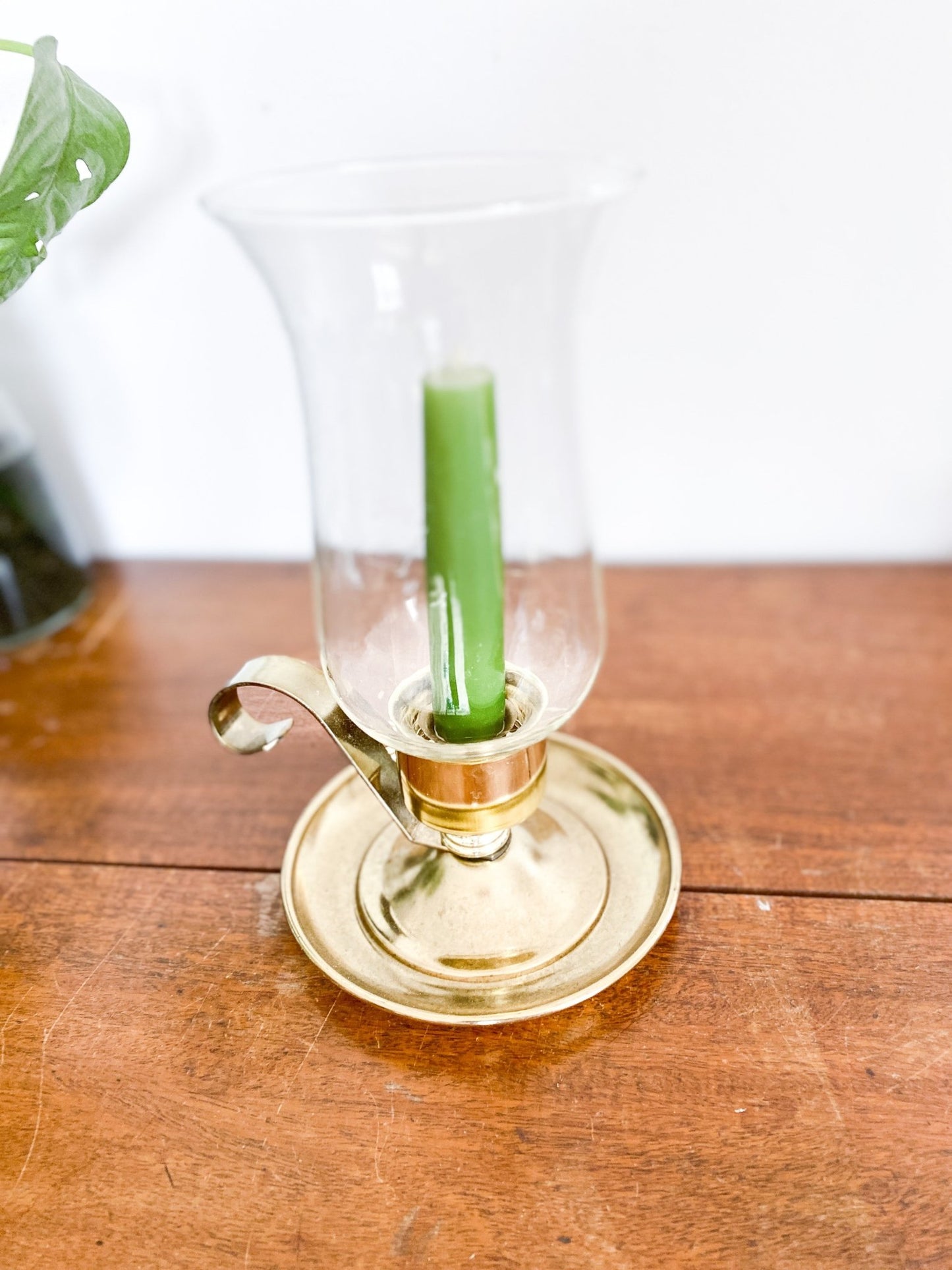 Brass Candleholder with Handle & Glass - Perth Market