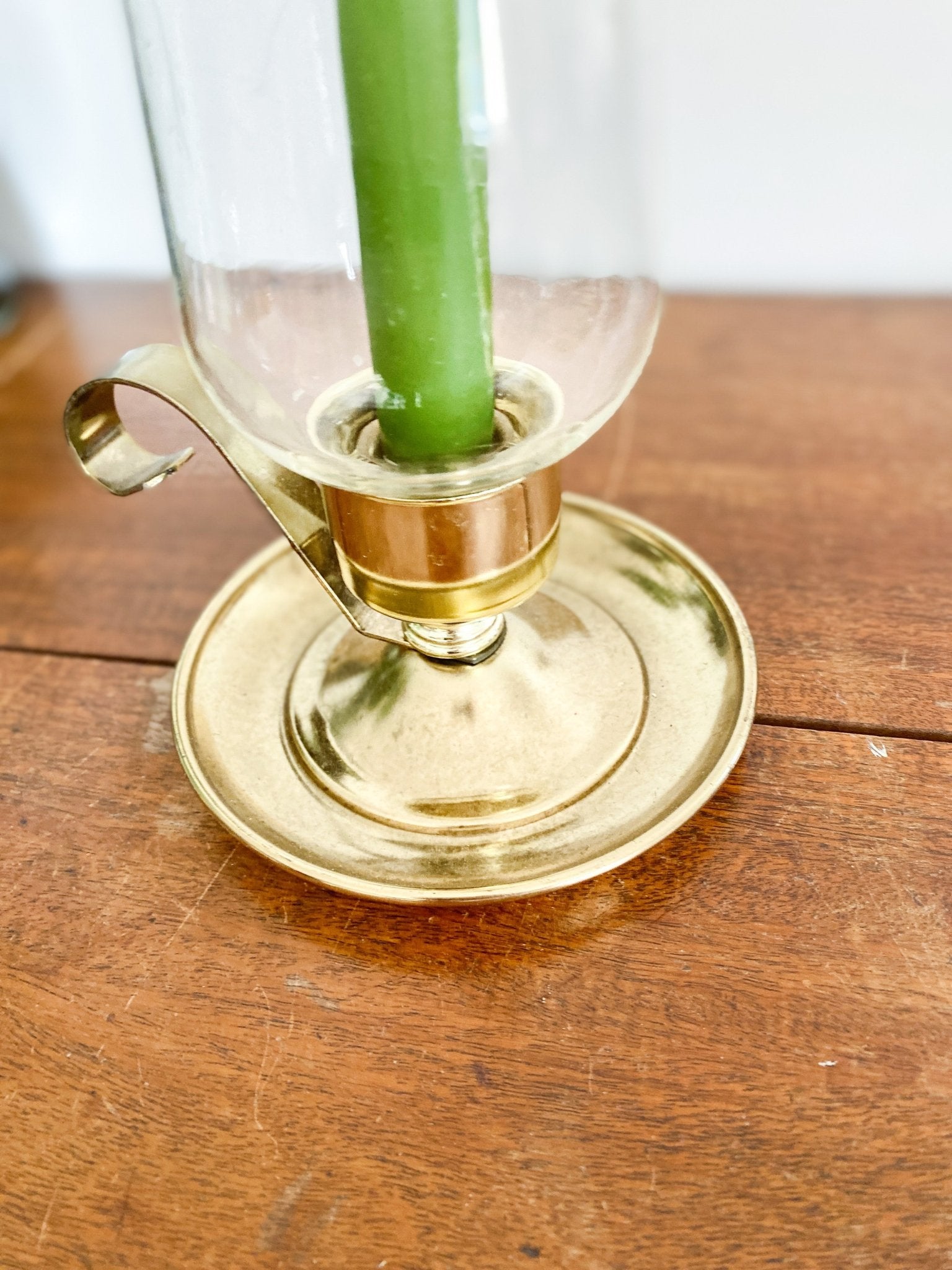 Brass Candleholder with Handle & Glass - Perth Market