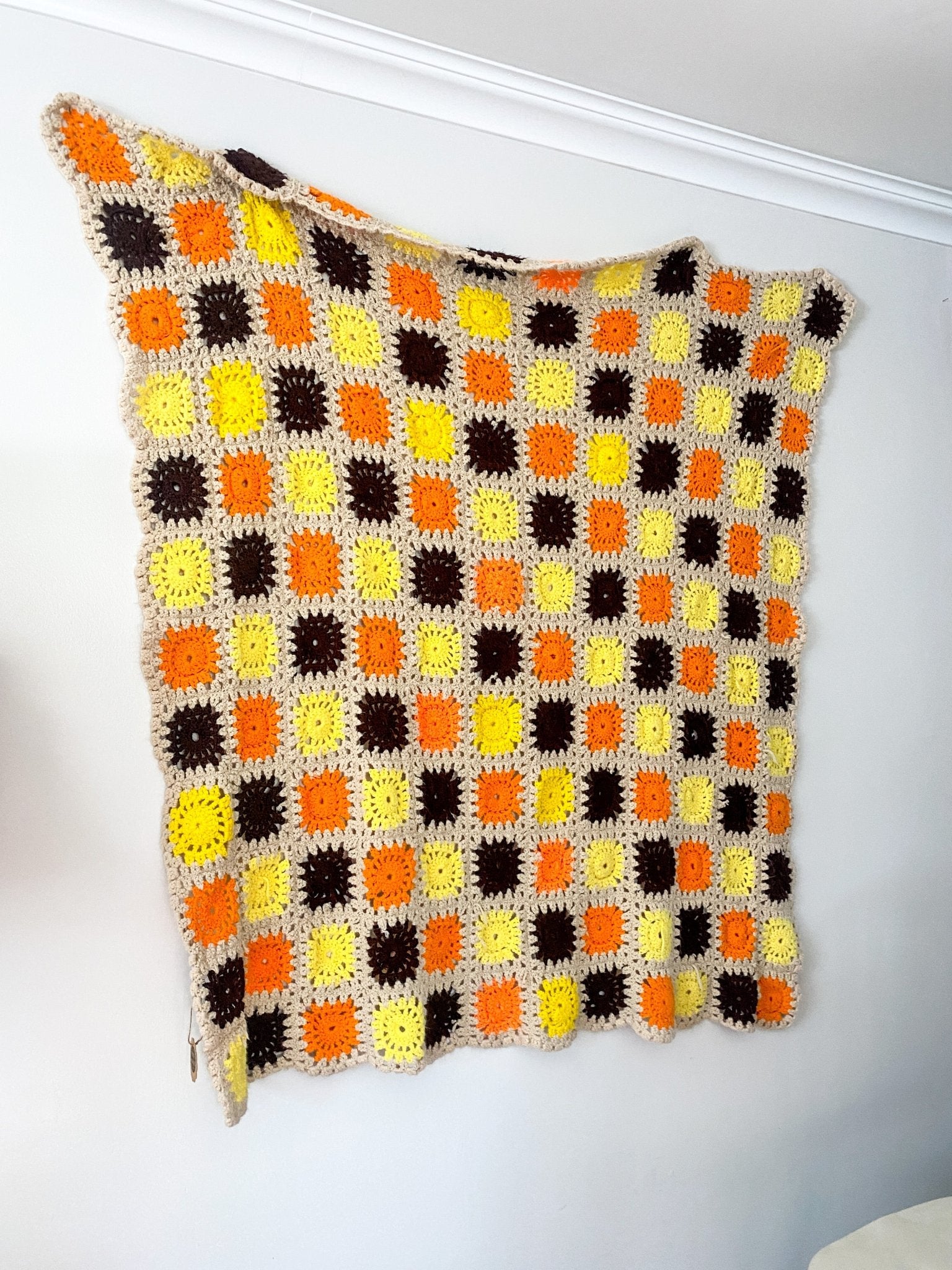 Brown and Orange Crocheted Afghan - Perth Market