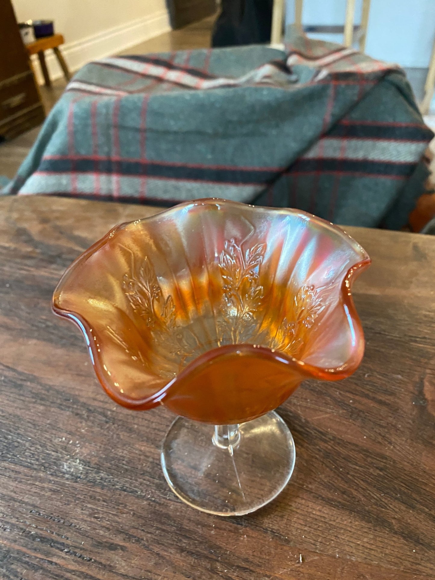 Carnival Glass Snack Bowl | Decorative | Stemmed Glass - Perth Market