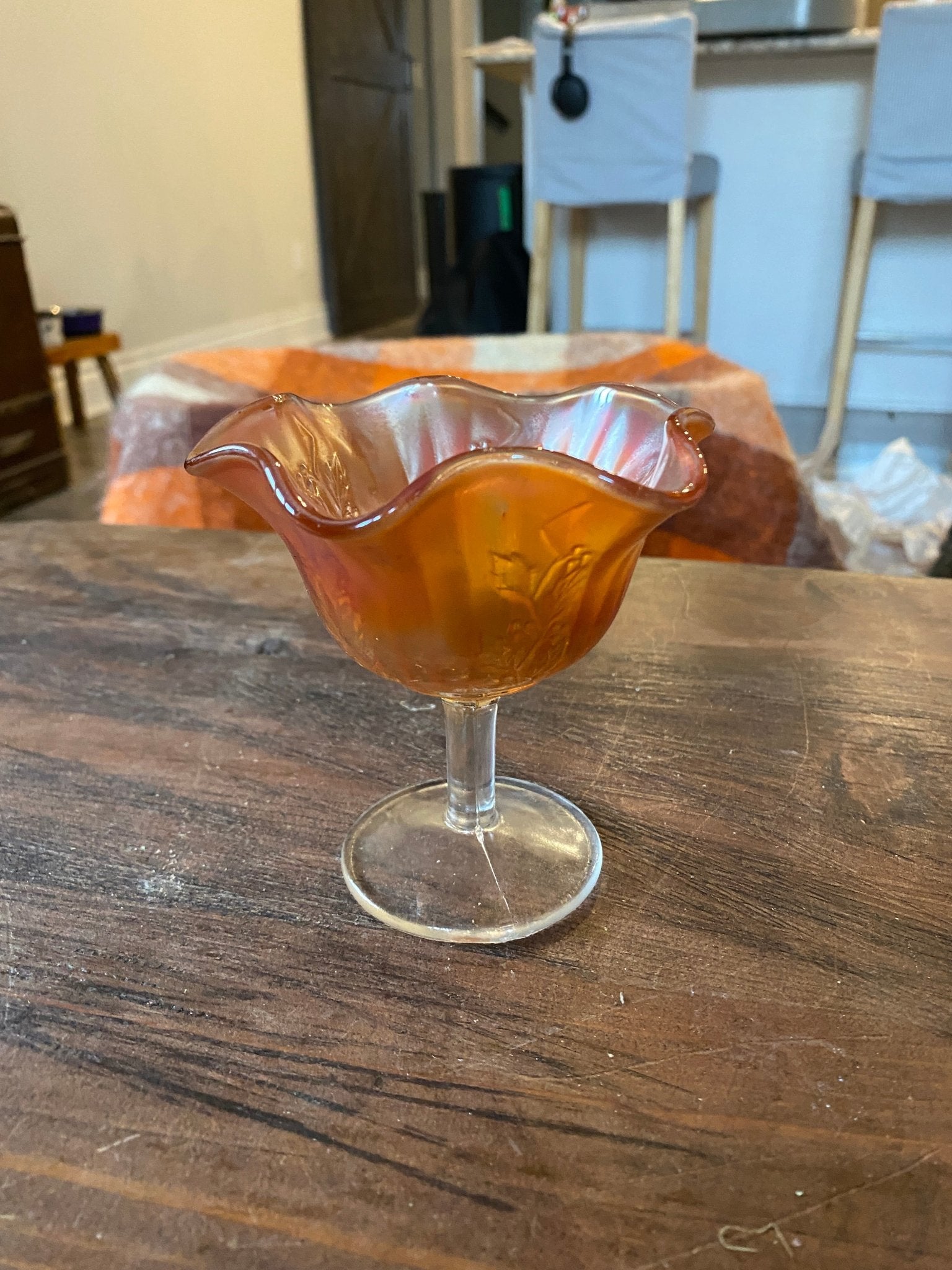 Carnival Glass Snack Bowl | Decorative | Stemmed Glass - Perth Market