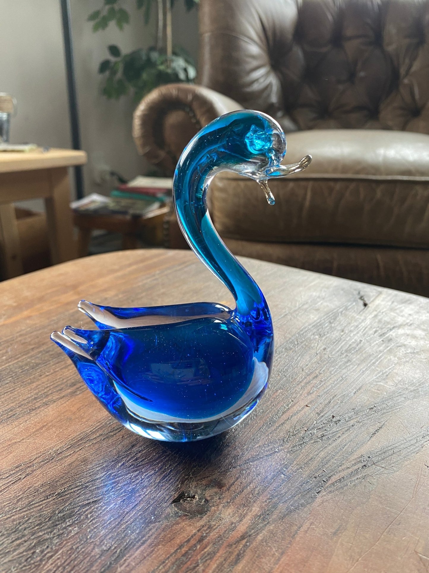 Chantilly Blue Glass Swan figurine - Perth Market