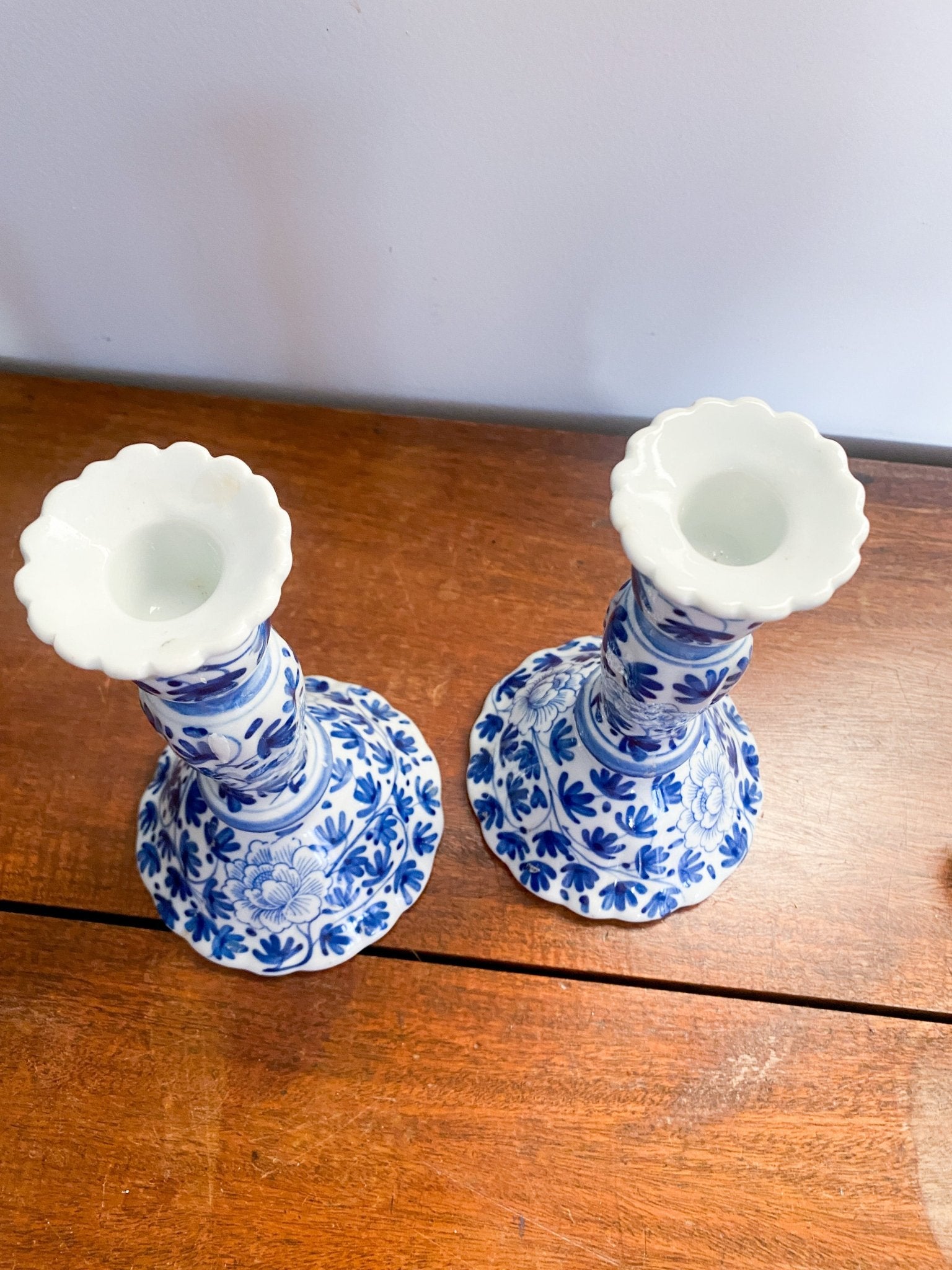 Dutch Delft Blue Candlestick Holders - Perth Market