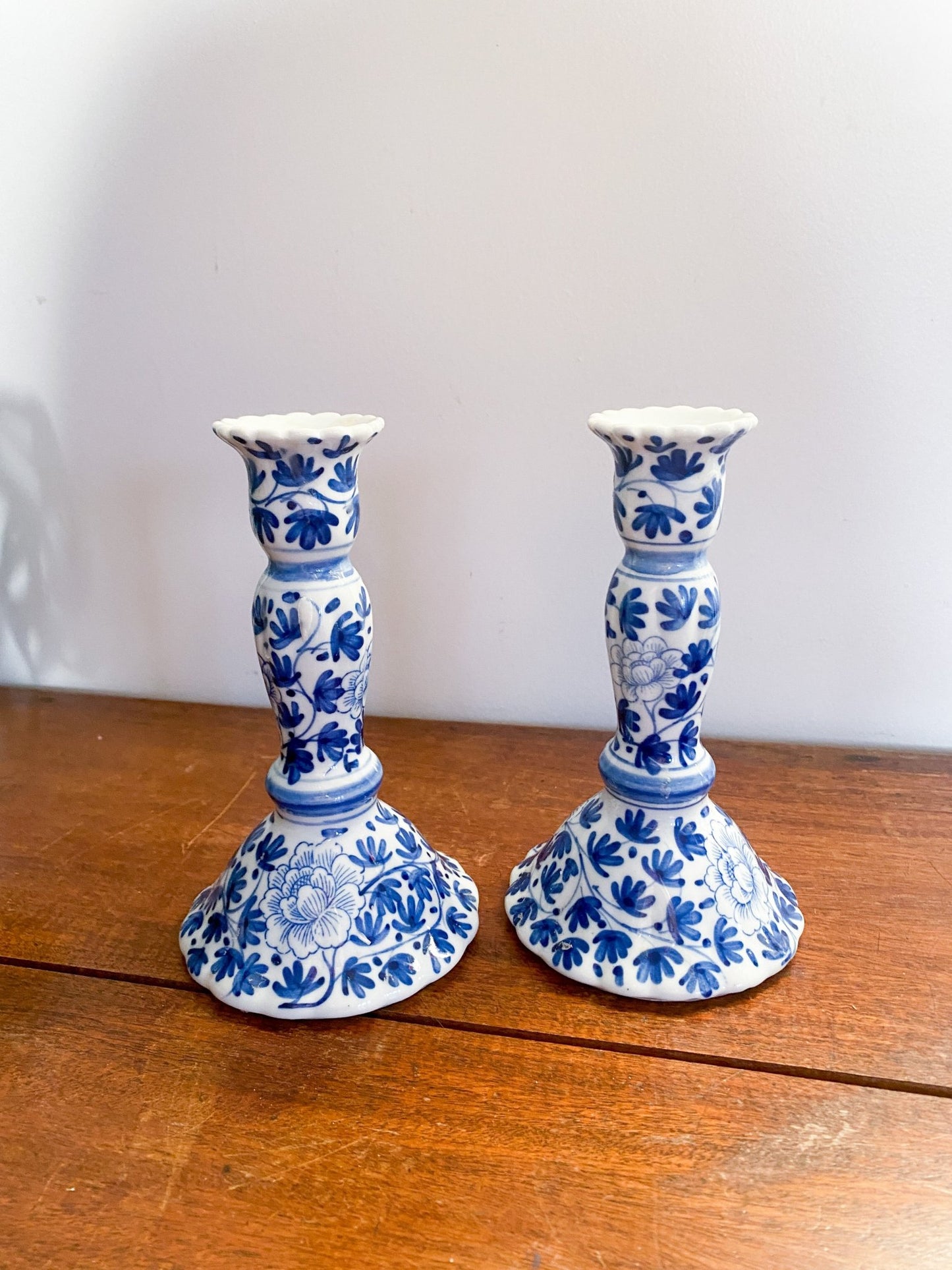 Dutch Delft Blue Candlestick Holders - Perth Market