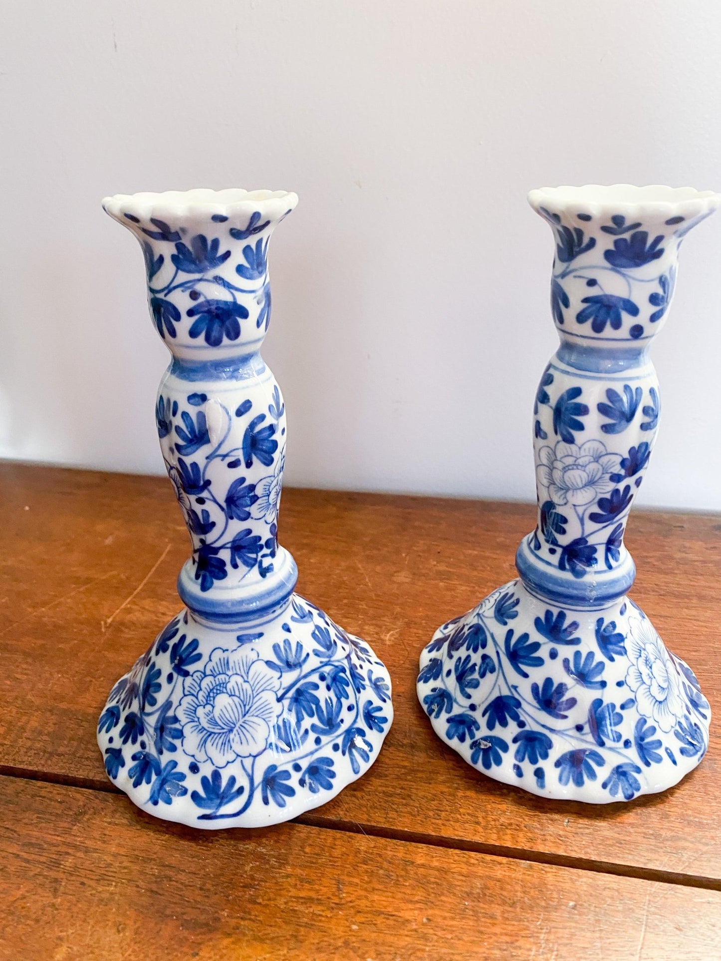 Dutch Delft Blue Candlestick Holders - Perth Market