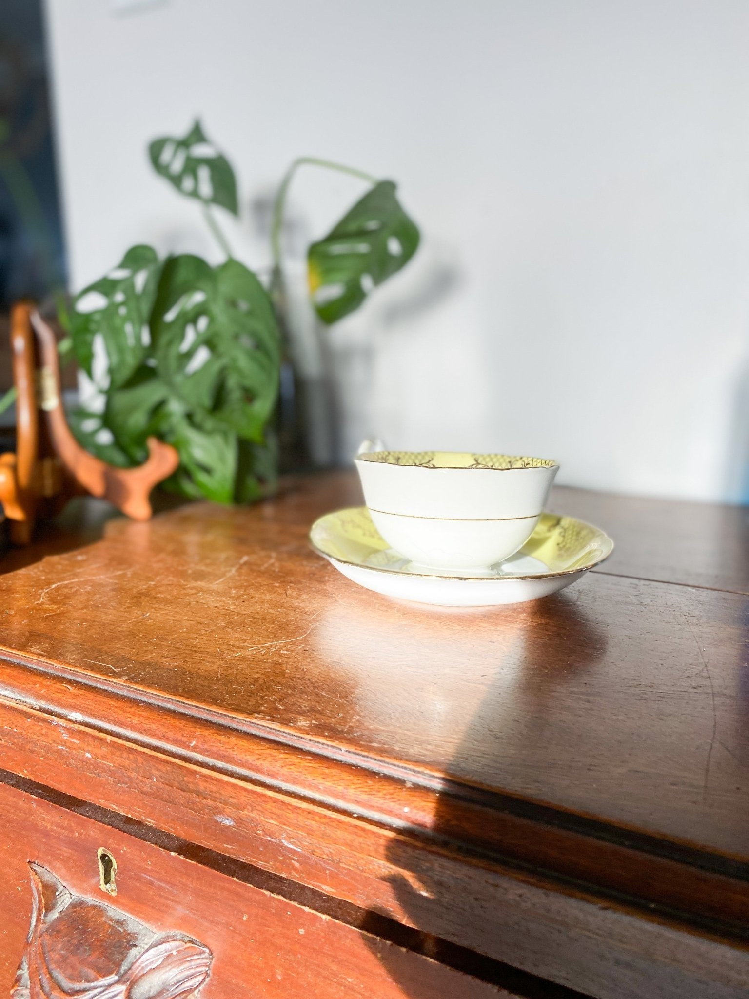 English Porcelain Yellow & Gold Tea Cup + Saucer - Perth Market