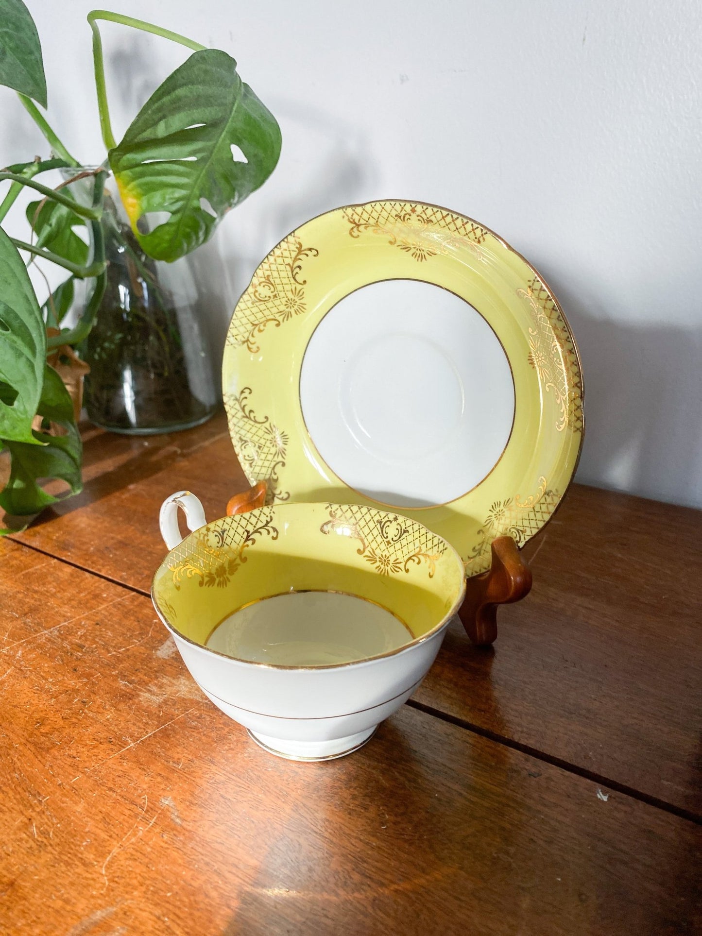 English Porcelain Yellow & Gold Tea Cup + Saucer - Perth Market