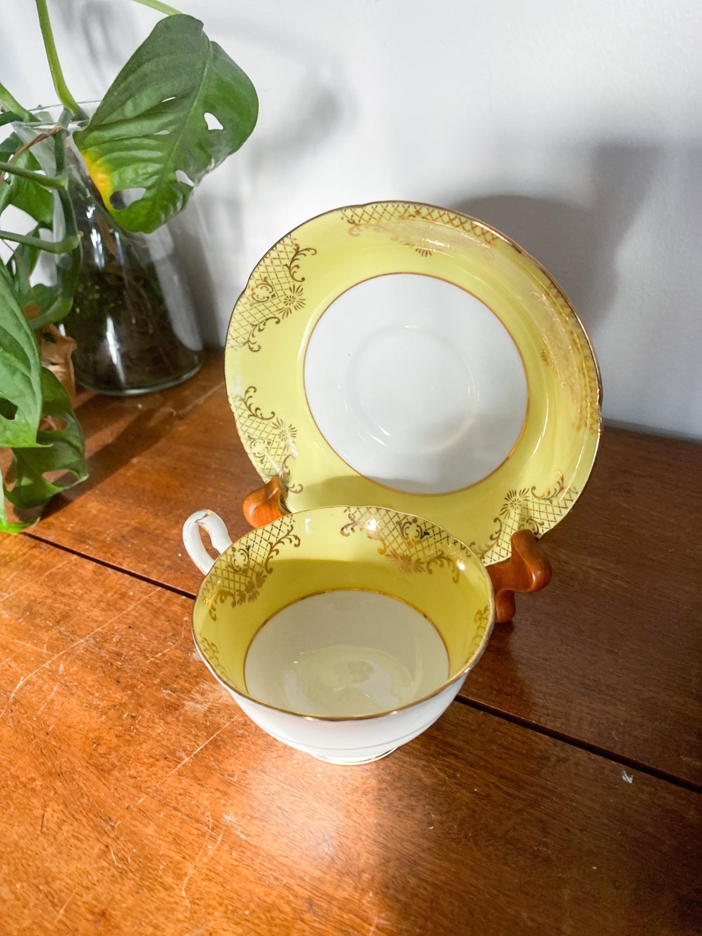 English Porcelain Yellow & Gold Tea Cup + Saucer - Perth Market