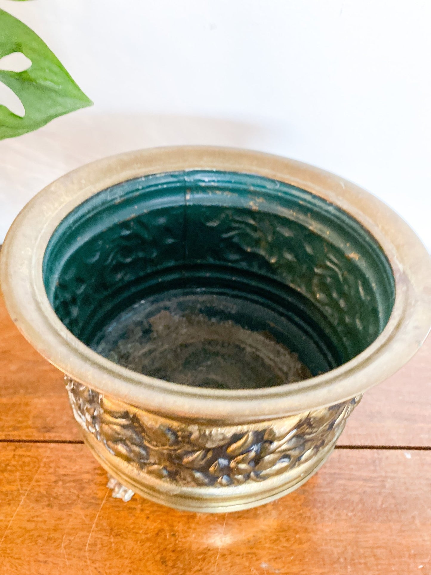 Floral Brass Footed Planter - Perth Market